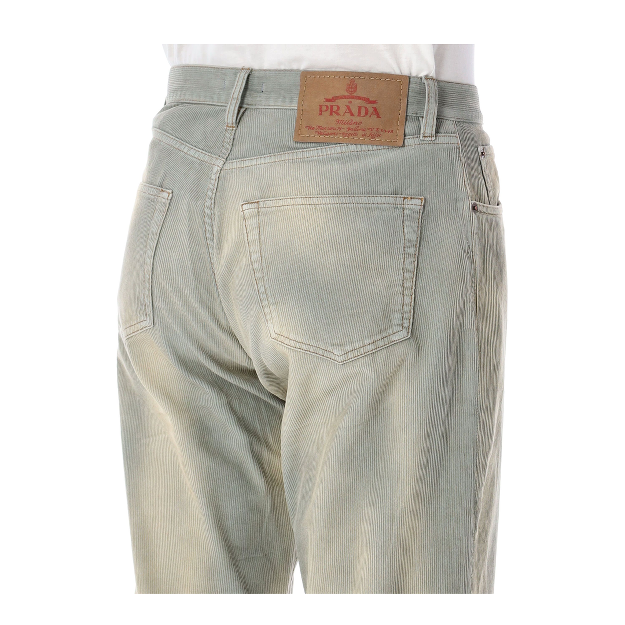 Light Blue Corduroy Trousers with Washed Effect