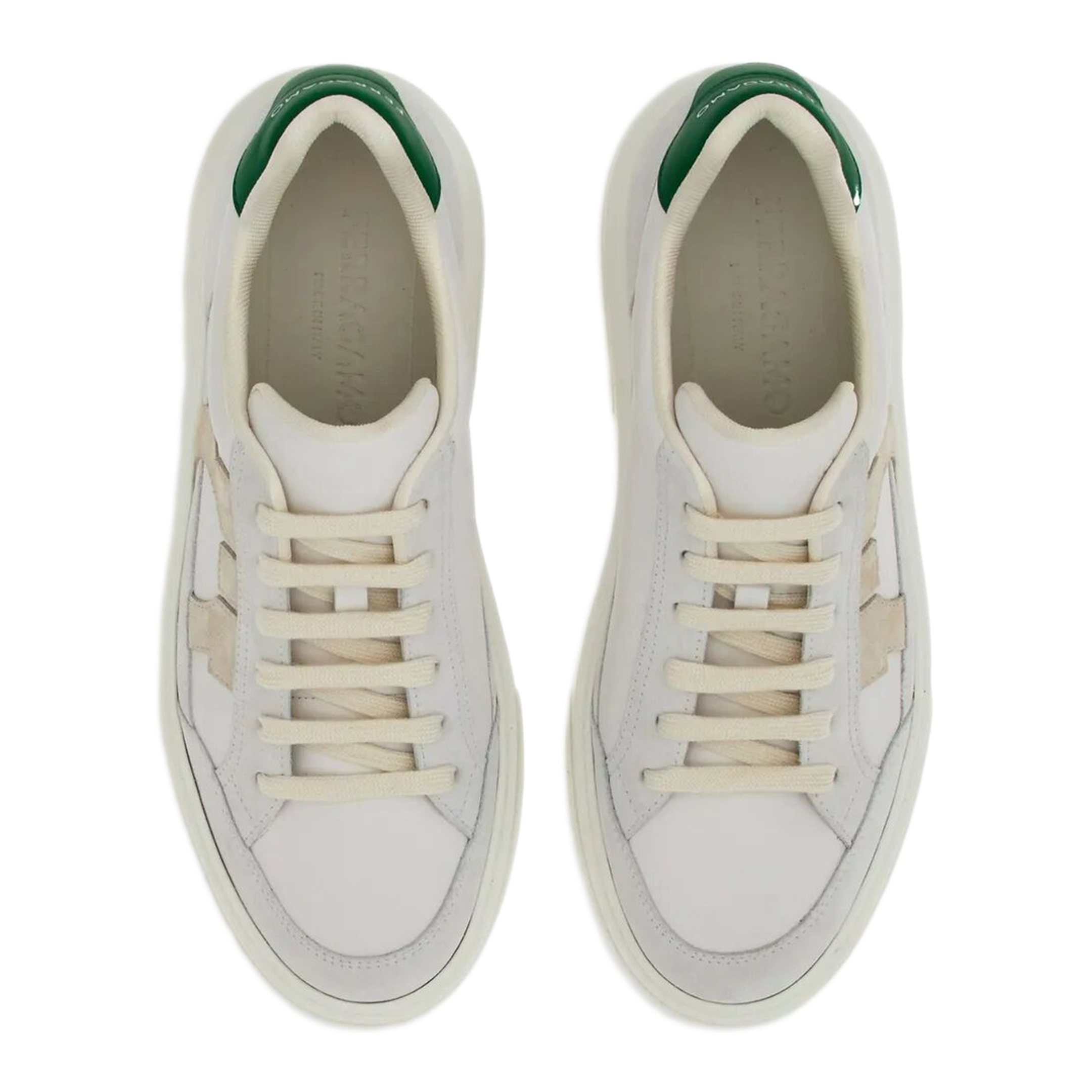 MAYFEYR - Ferragamo - Leather Sneakers With Gancini Patch - 0235880769881BIANCO