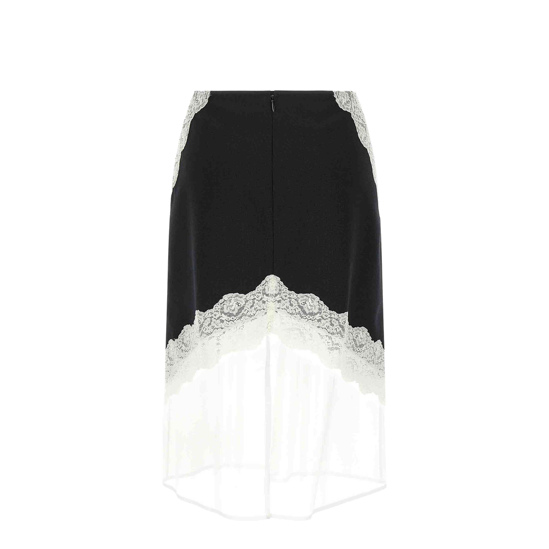 Organza Lace Wool Skirt - Black