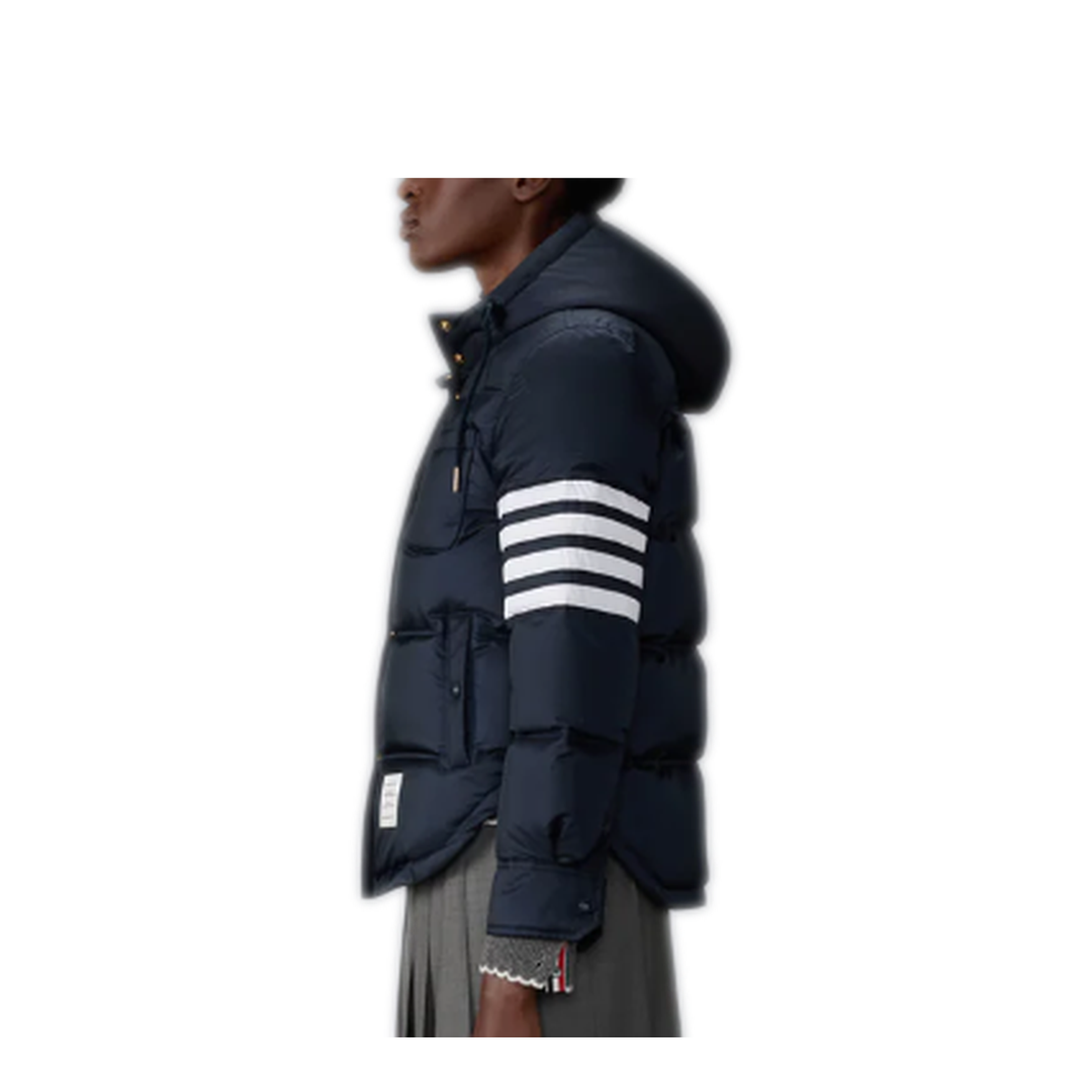 MAYFEYR - Thom Browne - Down Hooded Shirtdress With 4 Bar In Shiny Ripstop - FBD076XF1095415