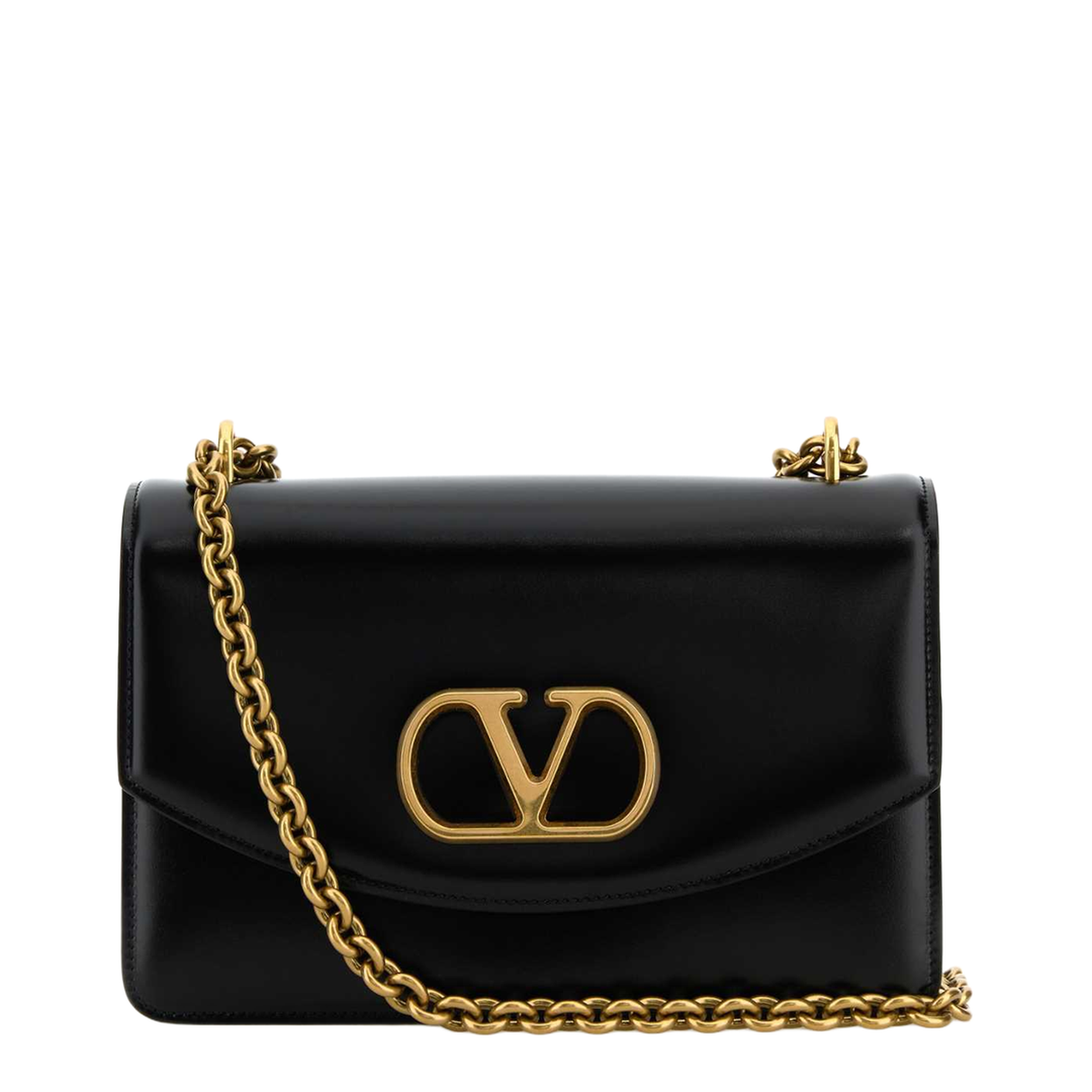 Black Leather Vain Shoulder Bag
