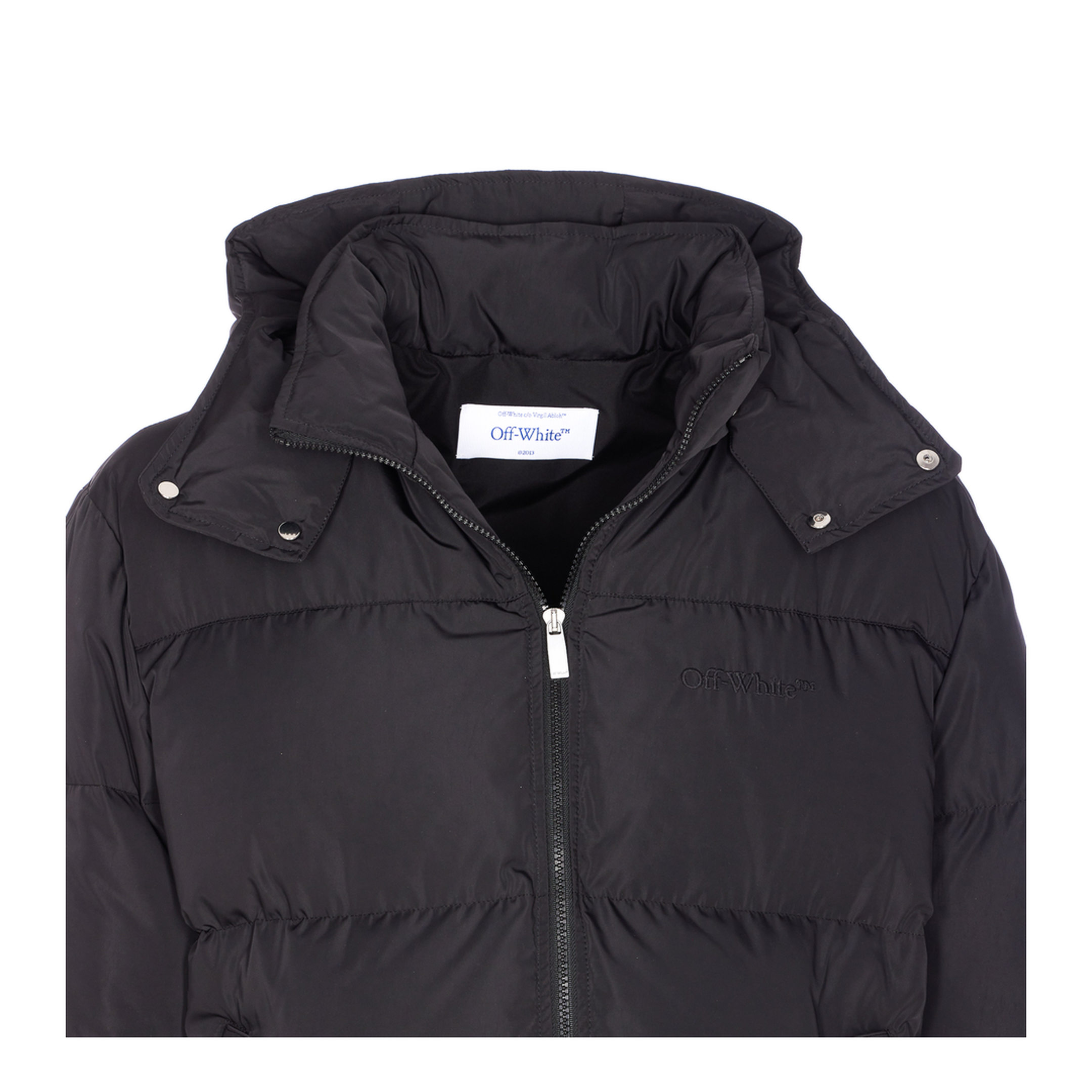 Black Short Down Jacket with Arrows Icons