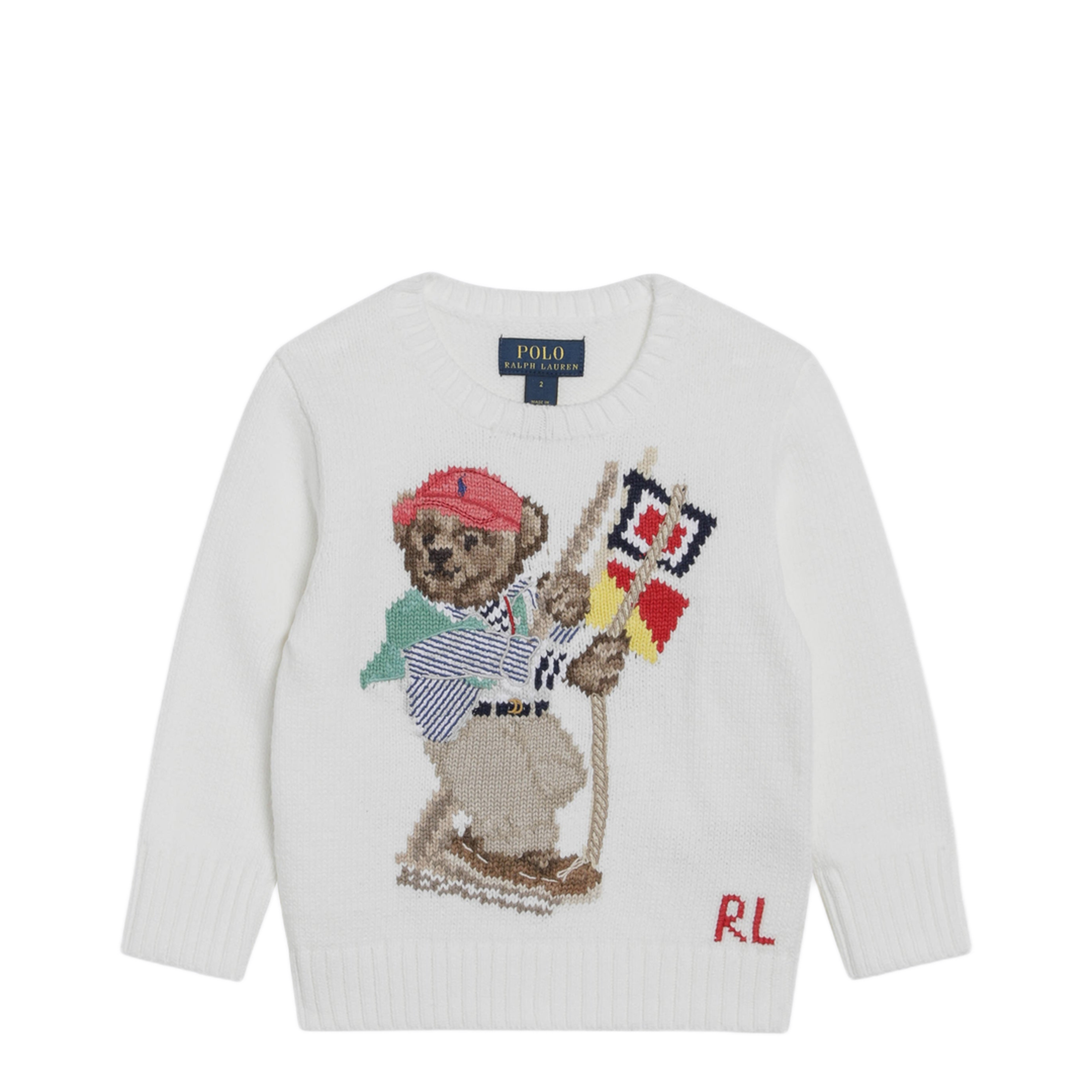 MAYFEYR - Polo Ralph Lauren - White Cotton Sweater With Polo Bear - 323A12203001CODW