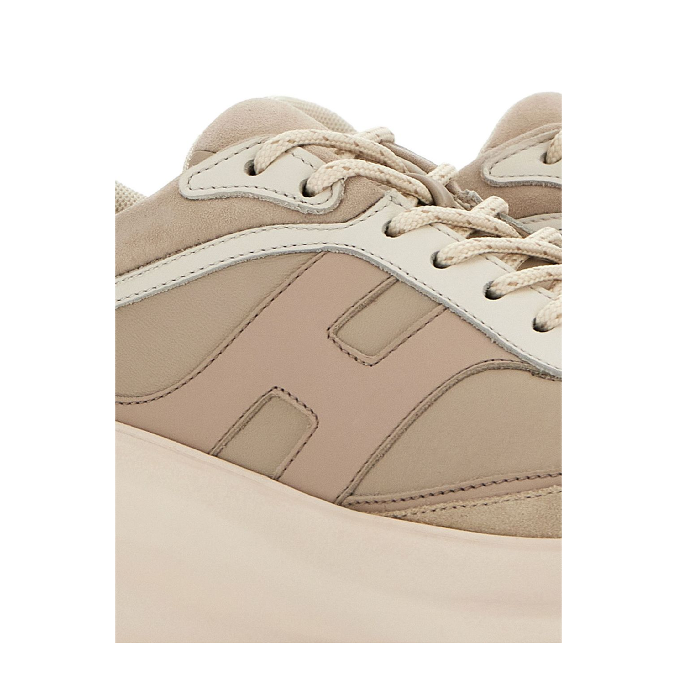 Beige Front Lace-Up Fastening