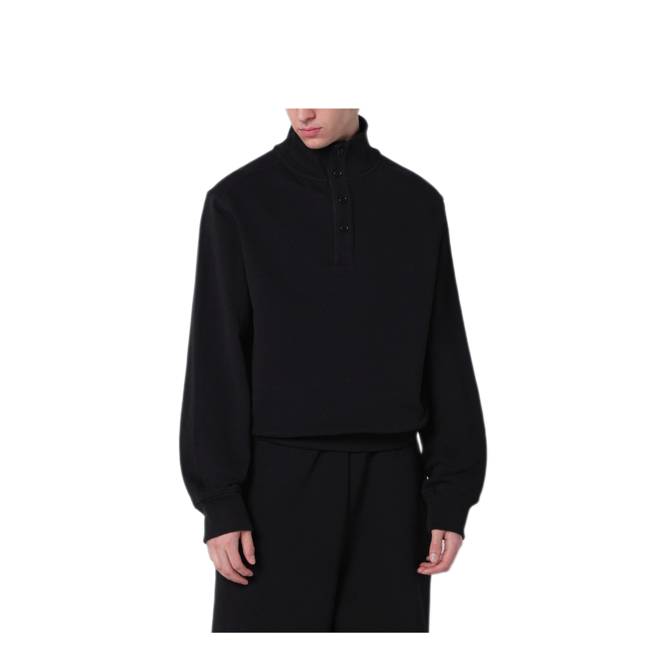 MAYFEYR - Entire Studios - Black Cotton Buttoned Sweater - ESSS26TO02012UCO0015