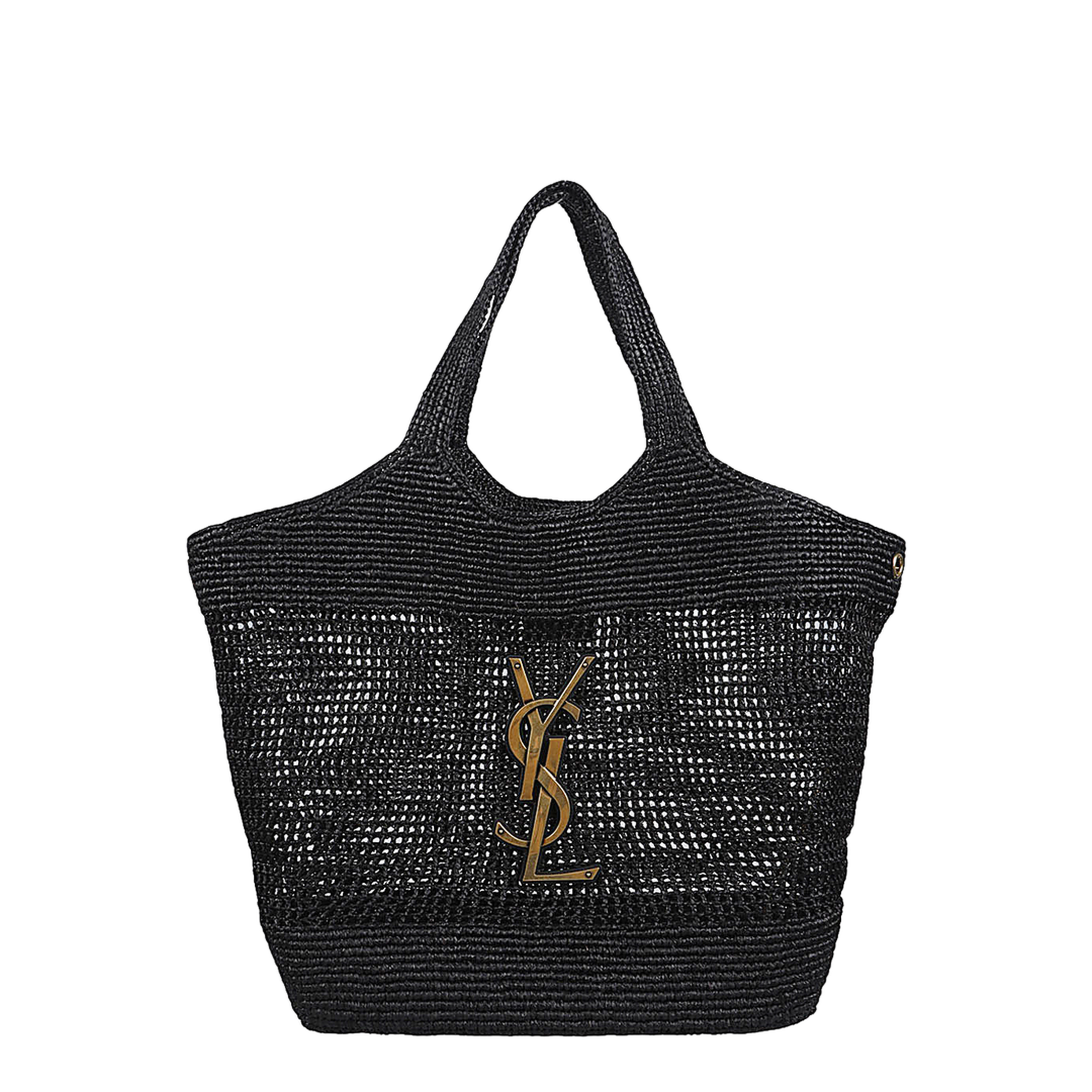 Icare Maxi Raffia Tote Bag - Black