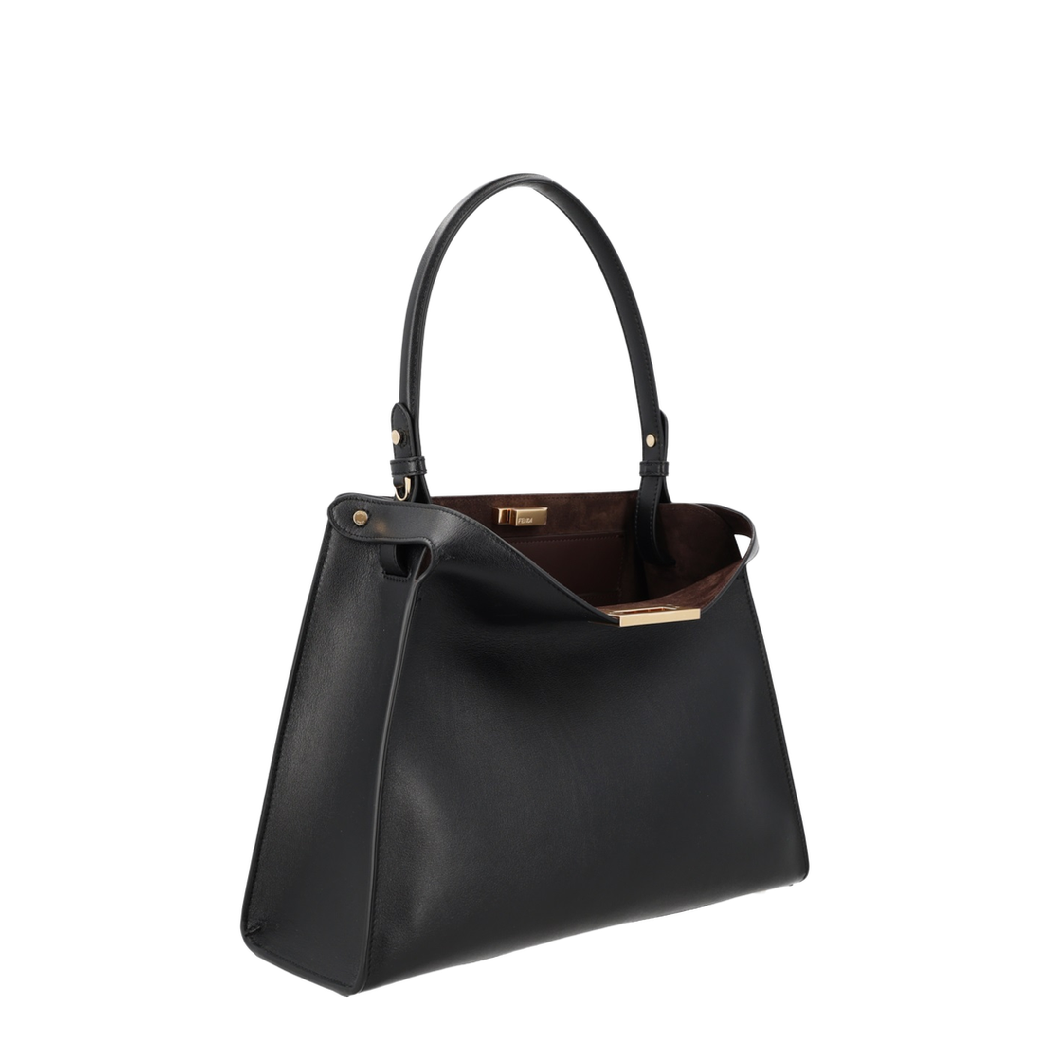 Way Medium Calf Leather with Suede Top-Handle Bag - Black / Chocolate