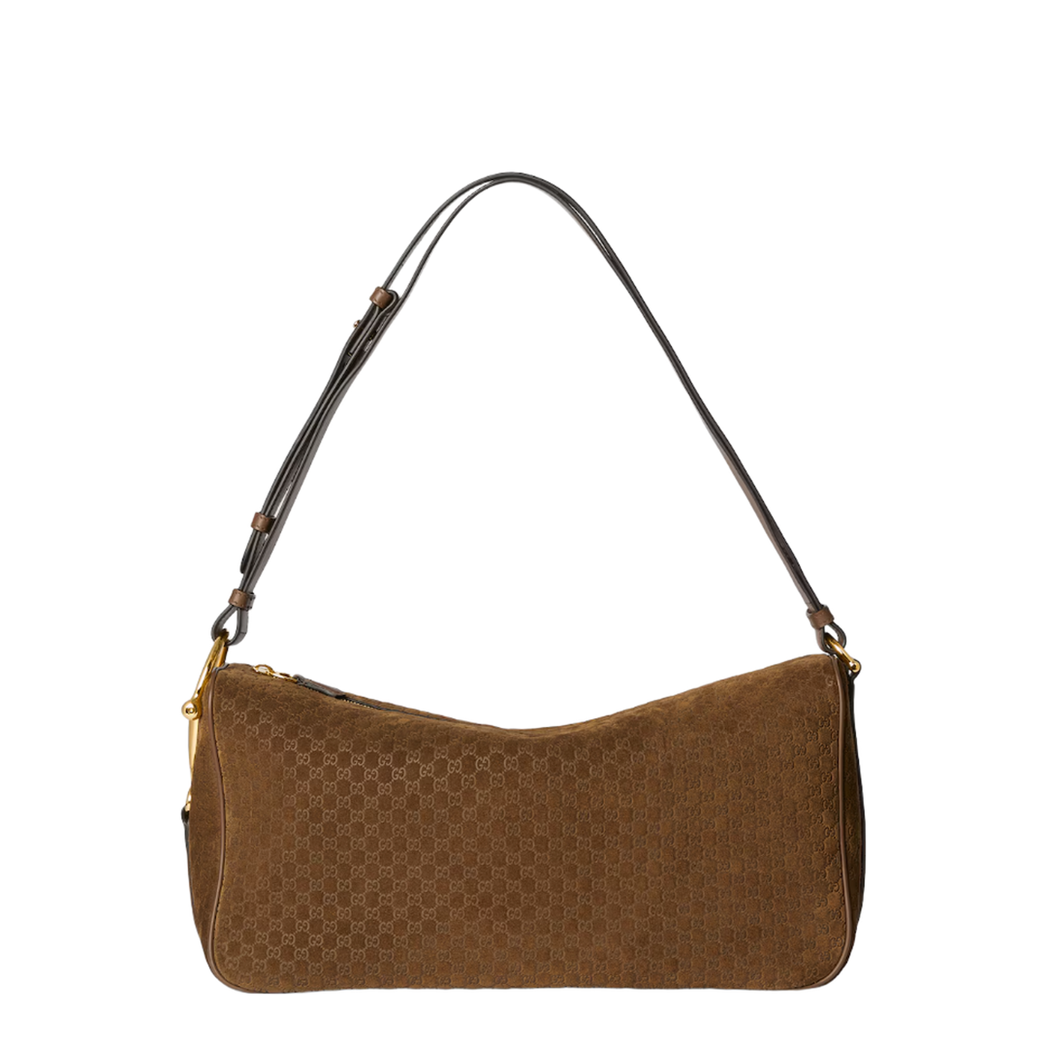 Caramel Suede Half Horsebit Shoulder Bag