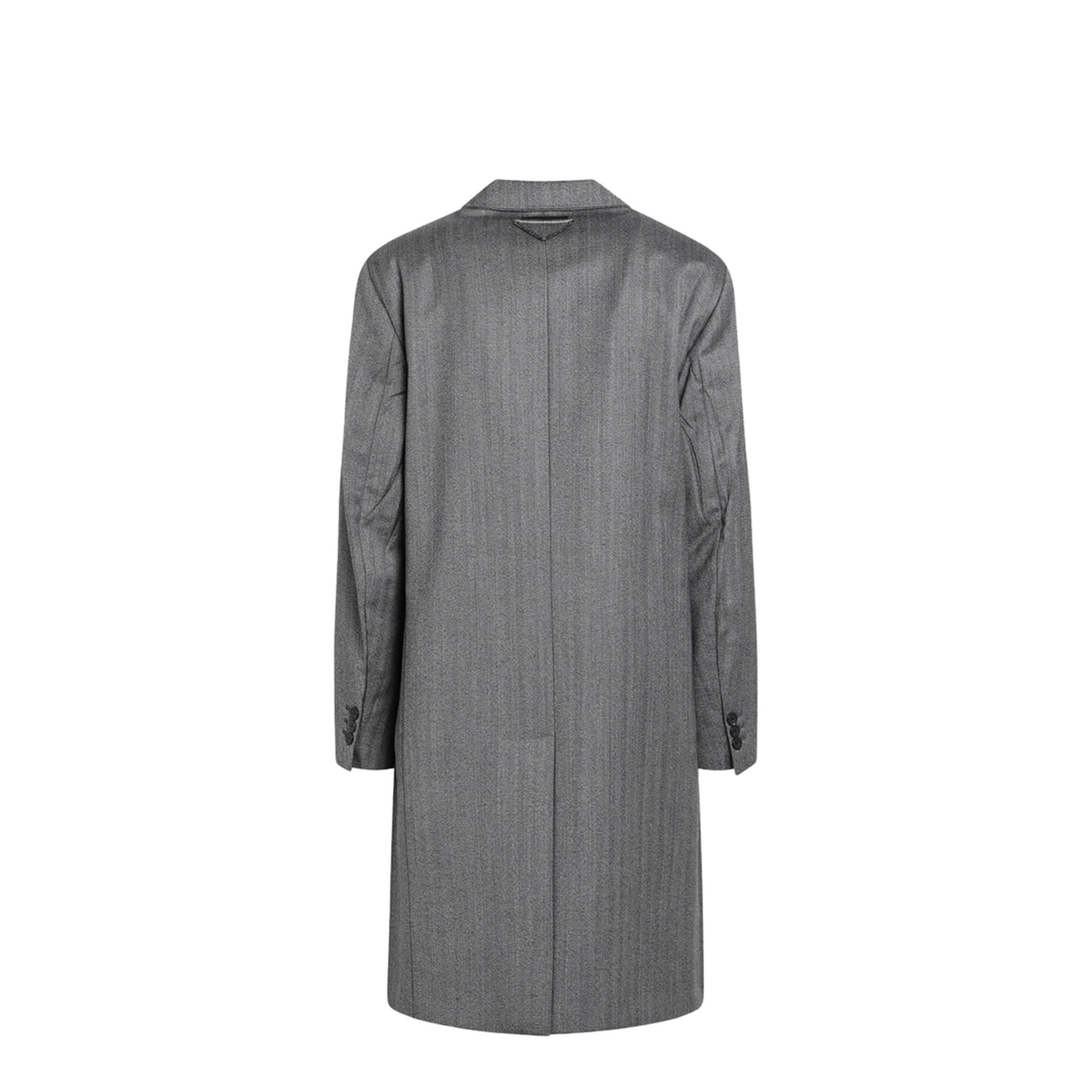 Gray Single-Breasted Wool Coat