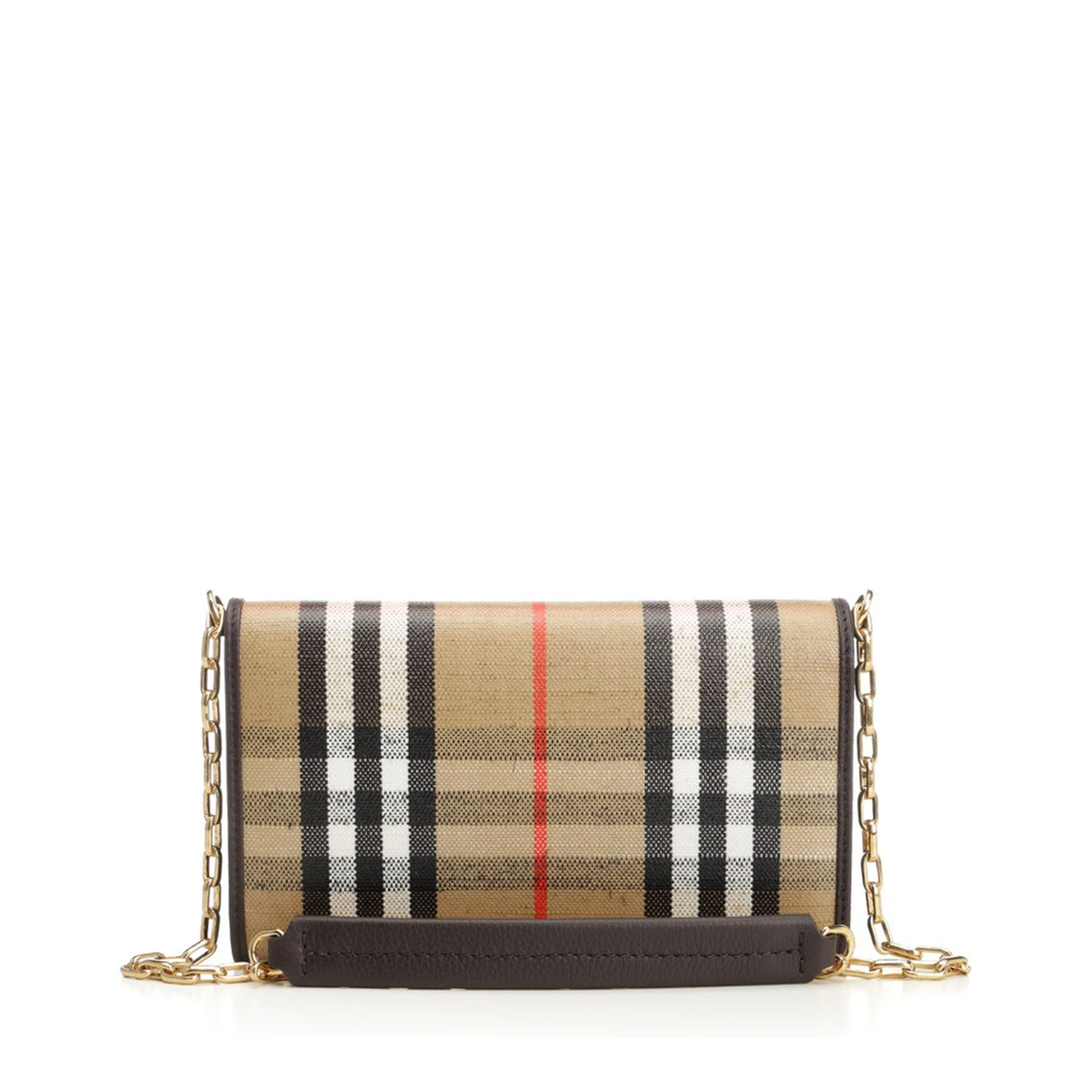 Waxed Canvas Shoulder Bag with Check Motif