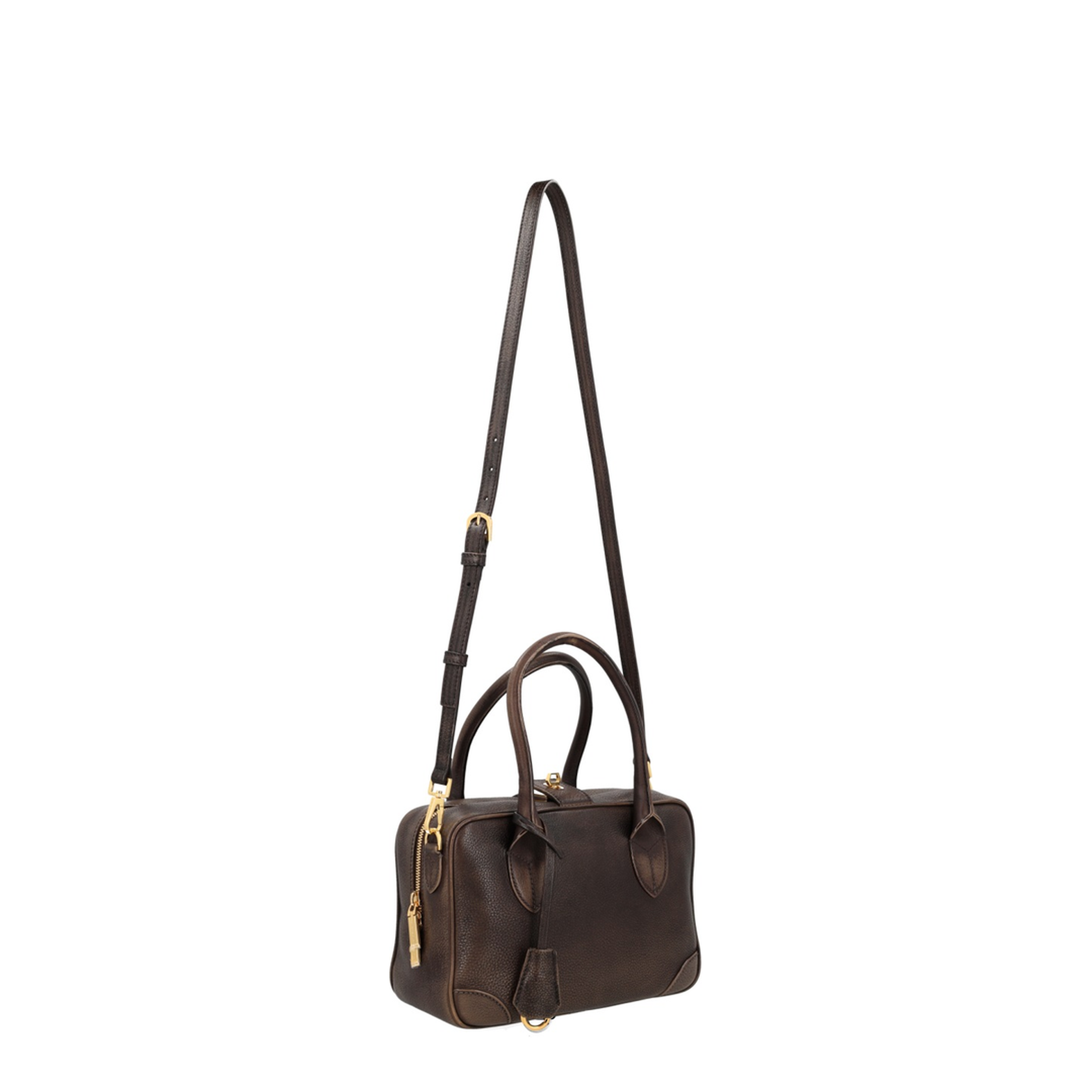 Vita Cowhide Top-Handle Bag - Crema/Marrone