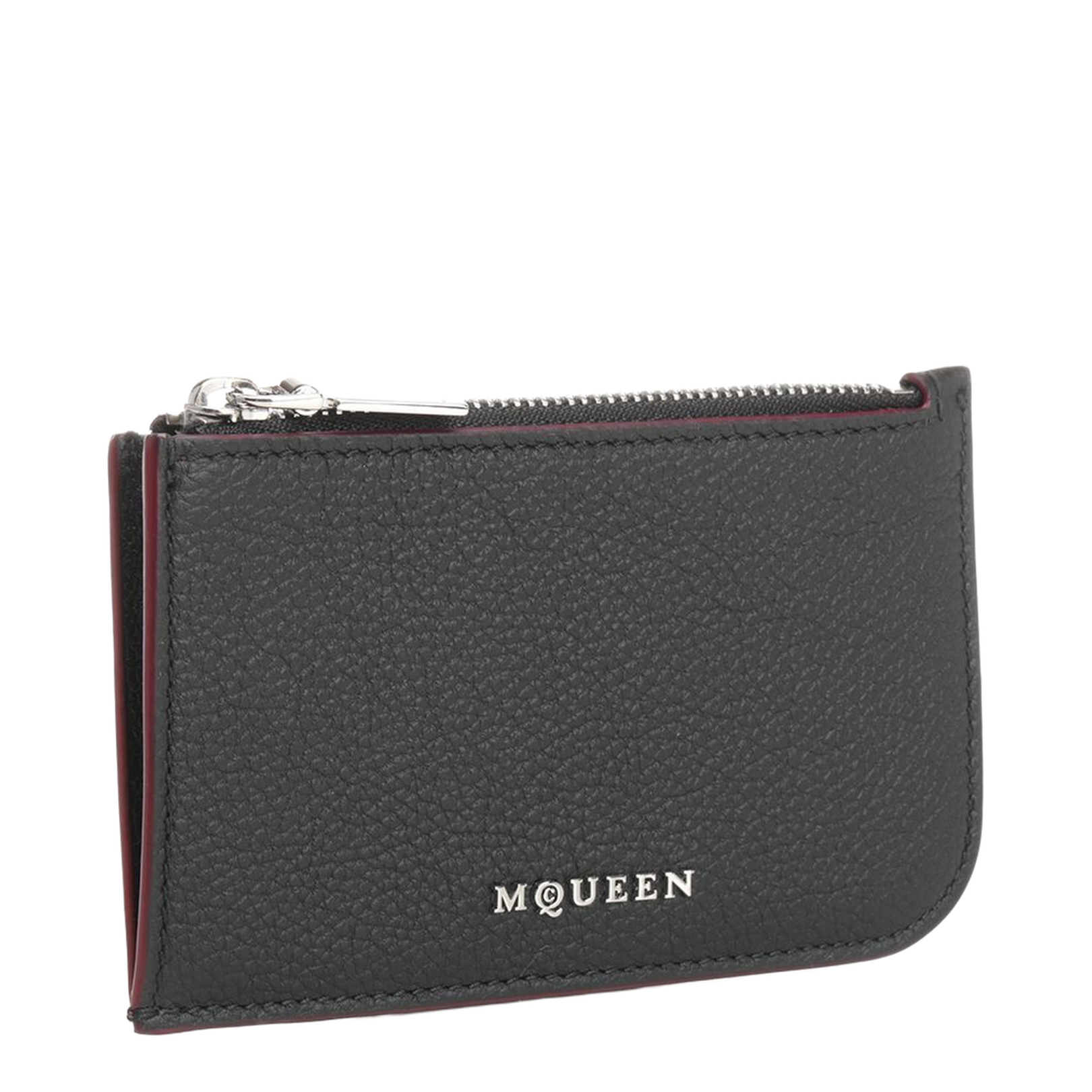 Black Leather Zip Card Holder