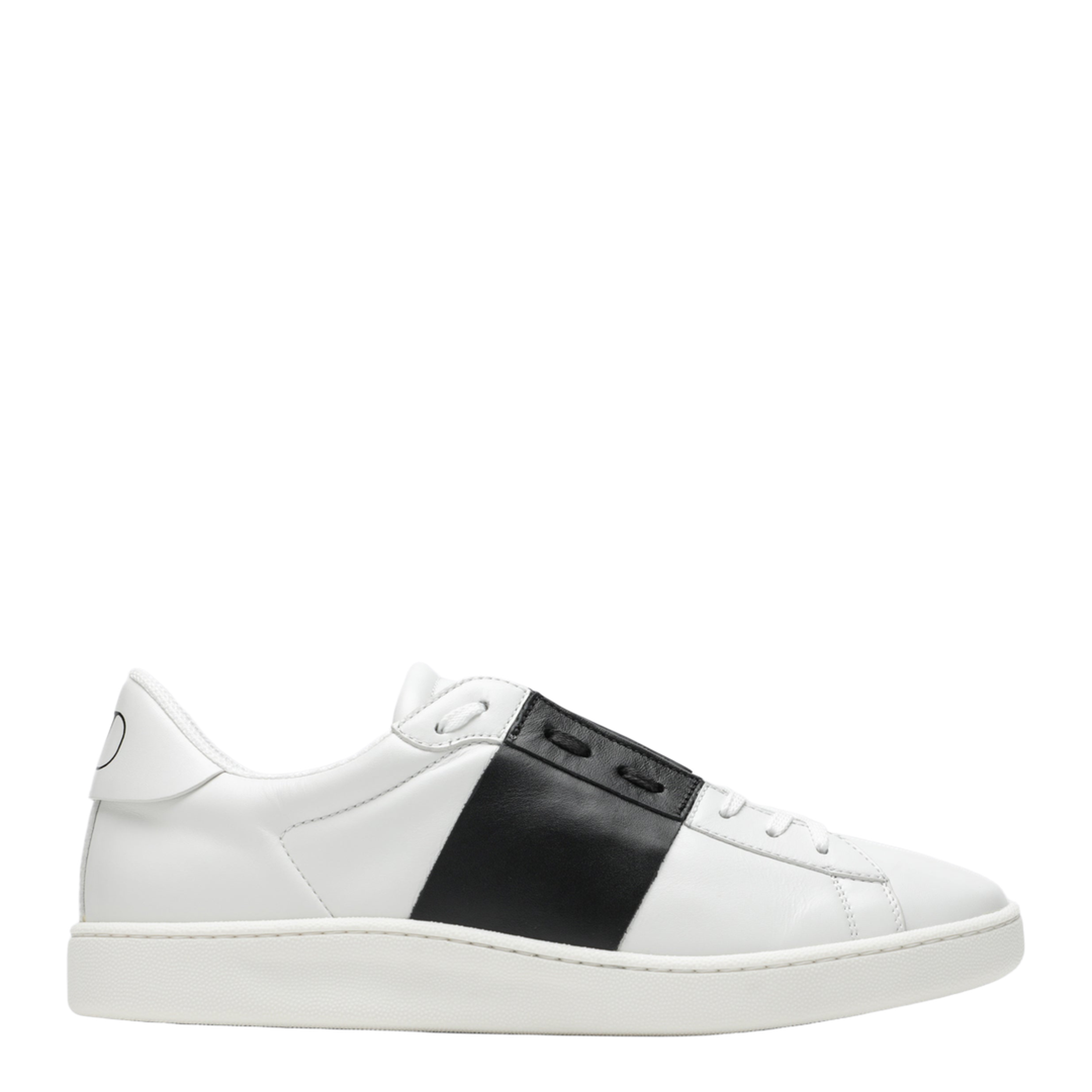 MAYFEYR - Valentino - Open Royco Nappa Calfskin Sneakers In White/Black - 9Y2S0N84BYAA01