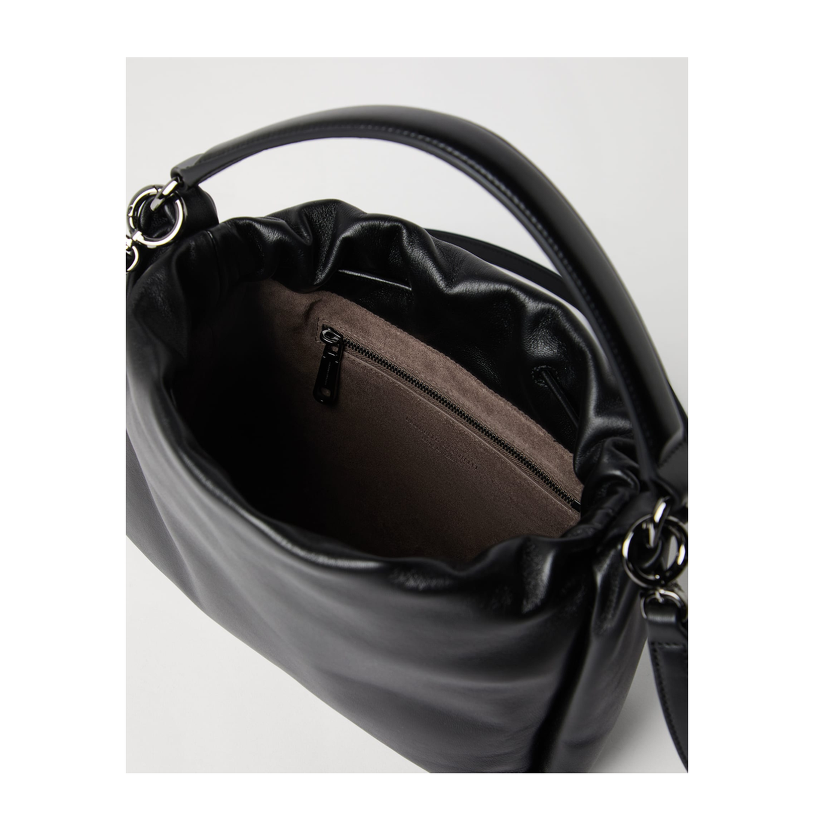 Small Soft Leather Mellow Bucket Bag in Ivory