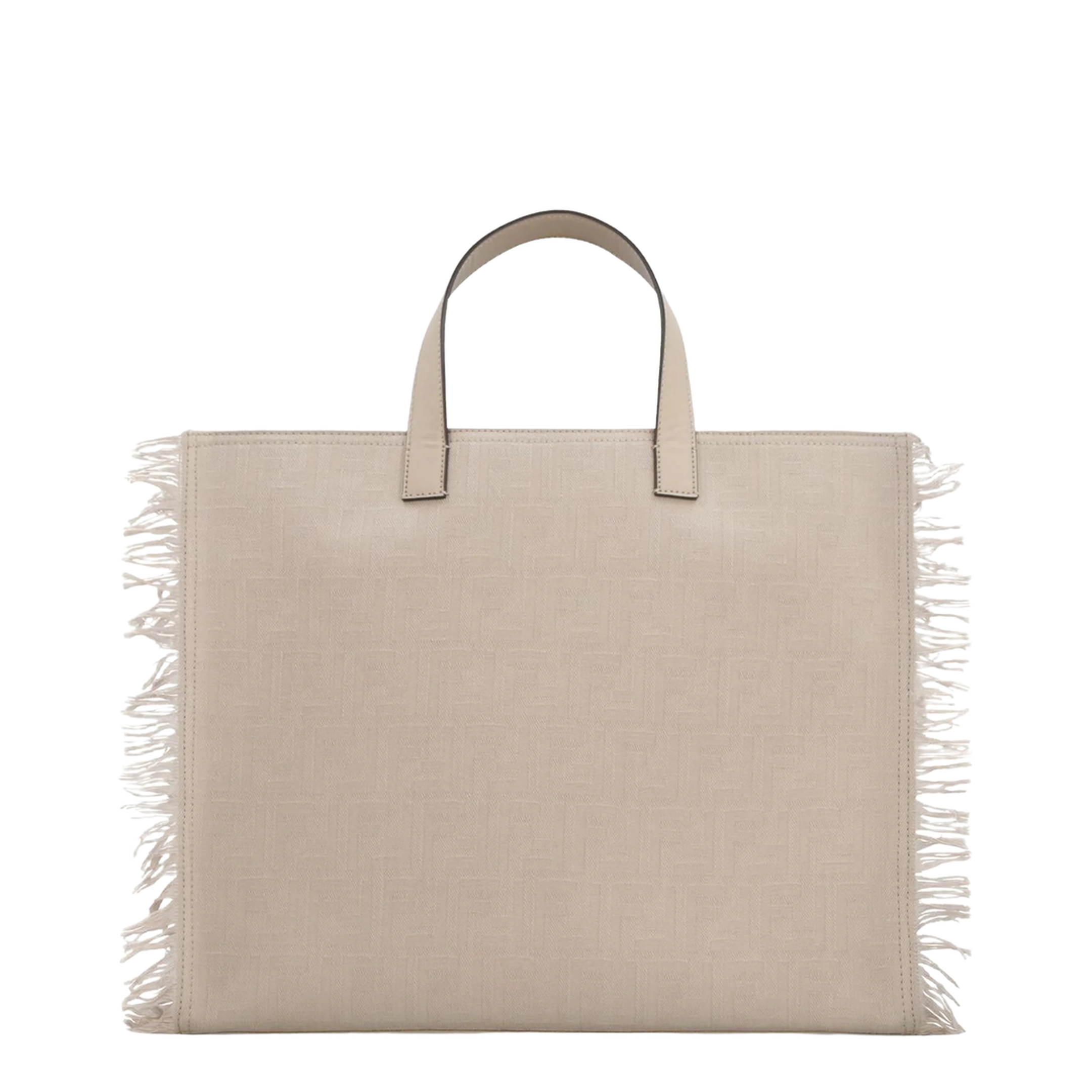 FF Jacquard Fringed
Beige Leather Bag