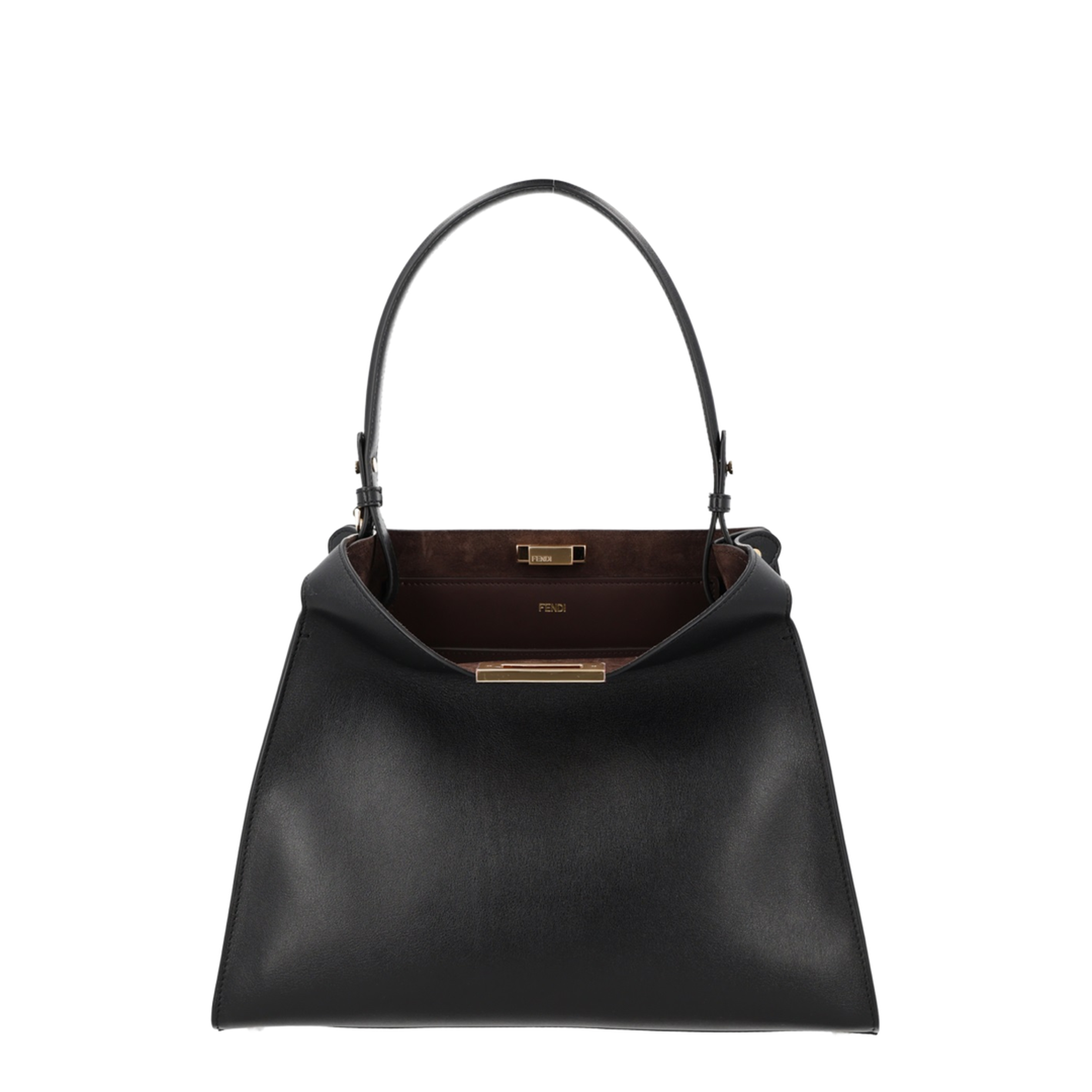 Way Medium Calf Leather with Suede Top-Handle Bag - Black / Chocolate
