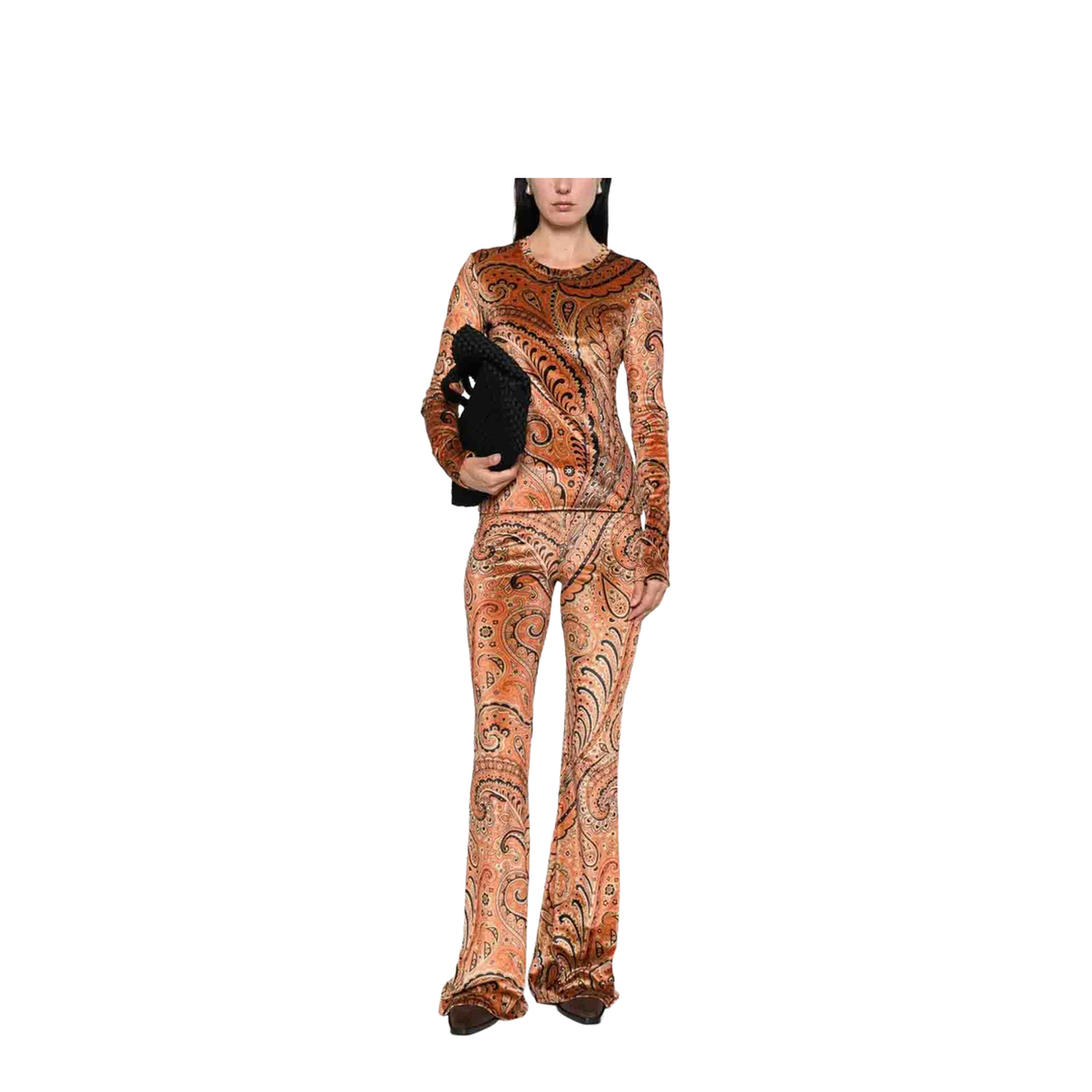 Paisley Print Flared Viscose Trousers