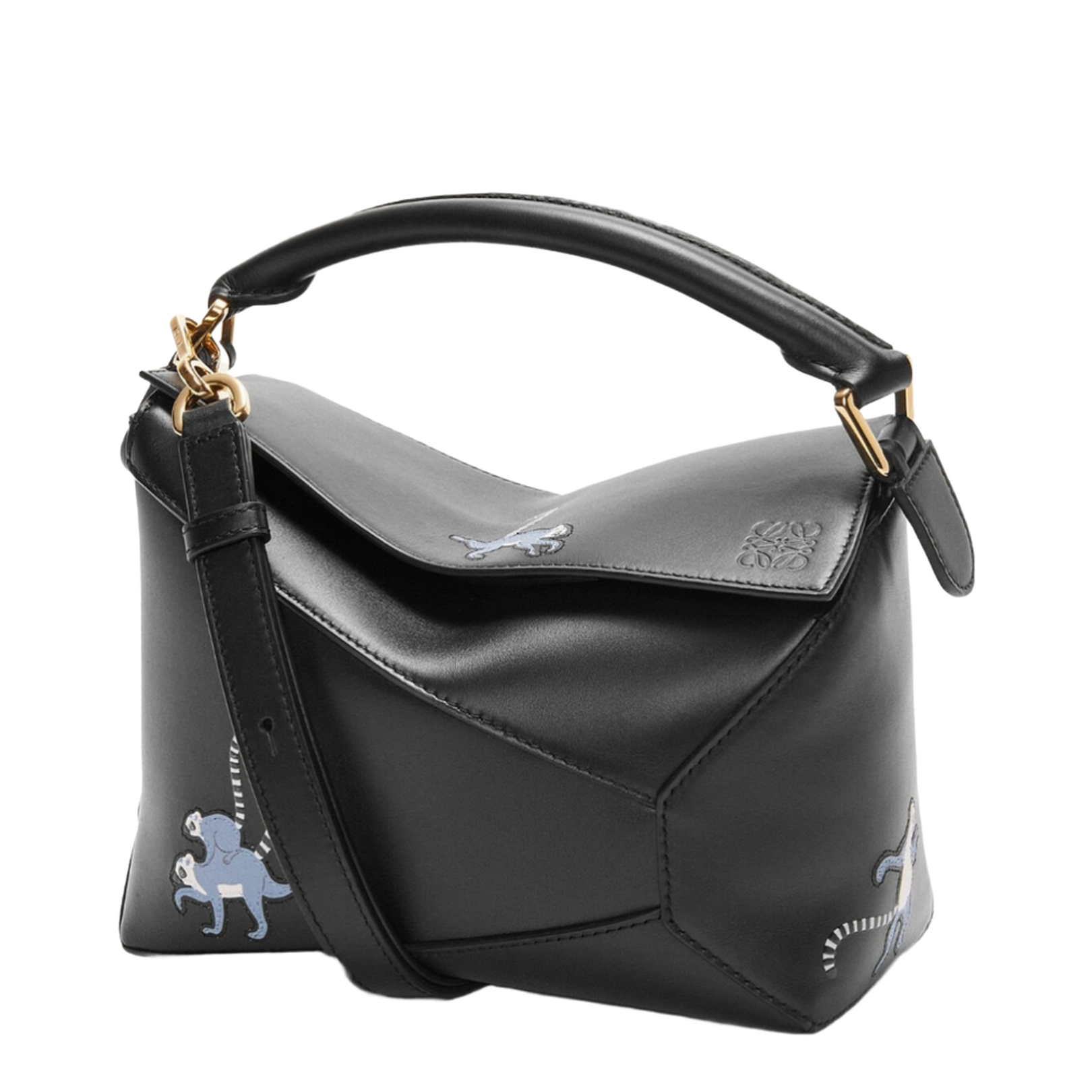 Small Puzzle Edge Bag in Soft Grained Calfskin Black