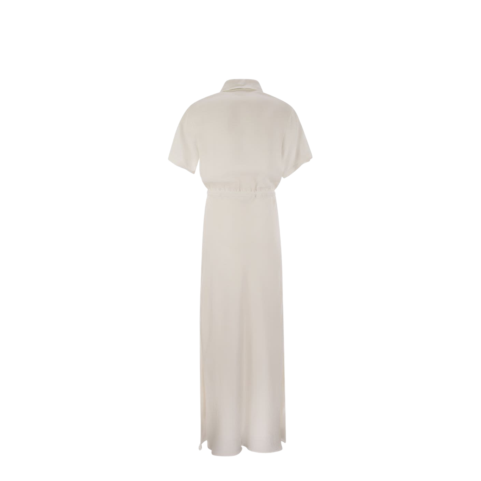 Fluid Viscose and Linen Twill Dress with Necklace
