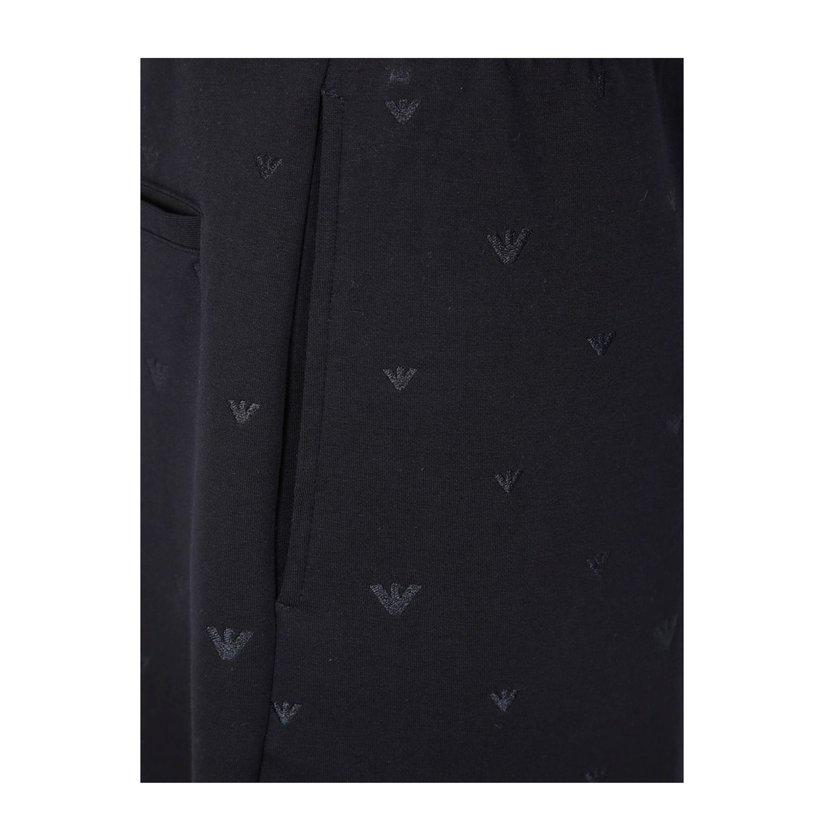 Double Jersey Bermuda Shorts with All-Over Micro Eagle Embroidery