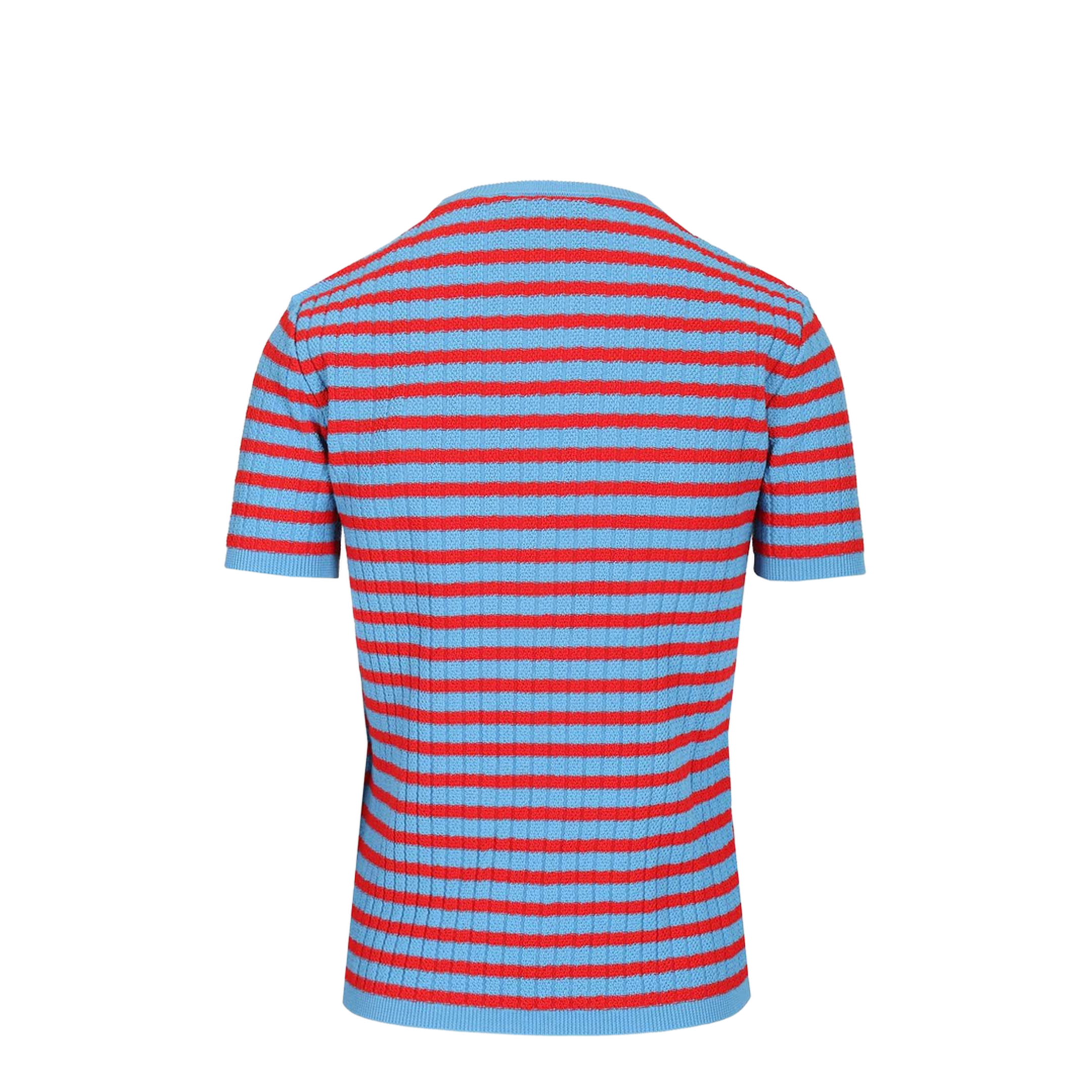 Ribbed and Striped Cotton T-Shirt