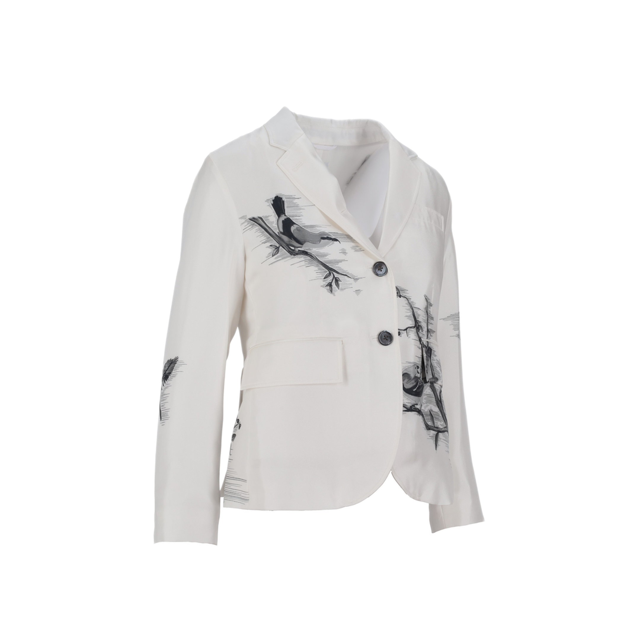 MAYFEYR - Thom Browne - Fit 3 High Armhole Sportcoat Unconstructed In Engineered Bird Toile Printed Silk Twill - FBC812AF1046100