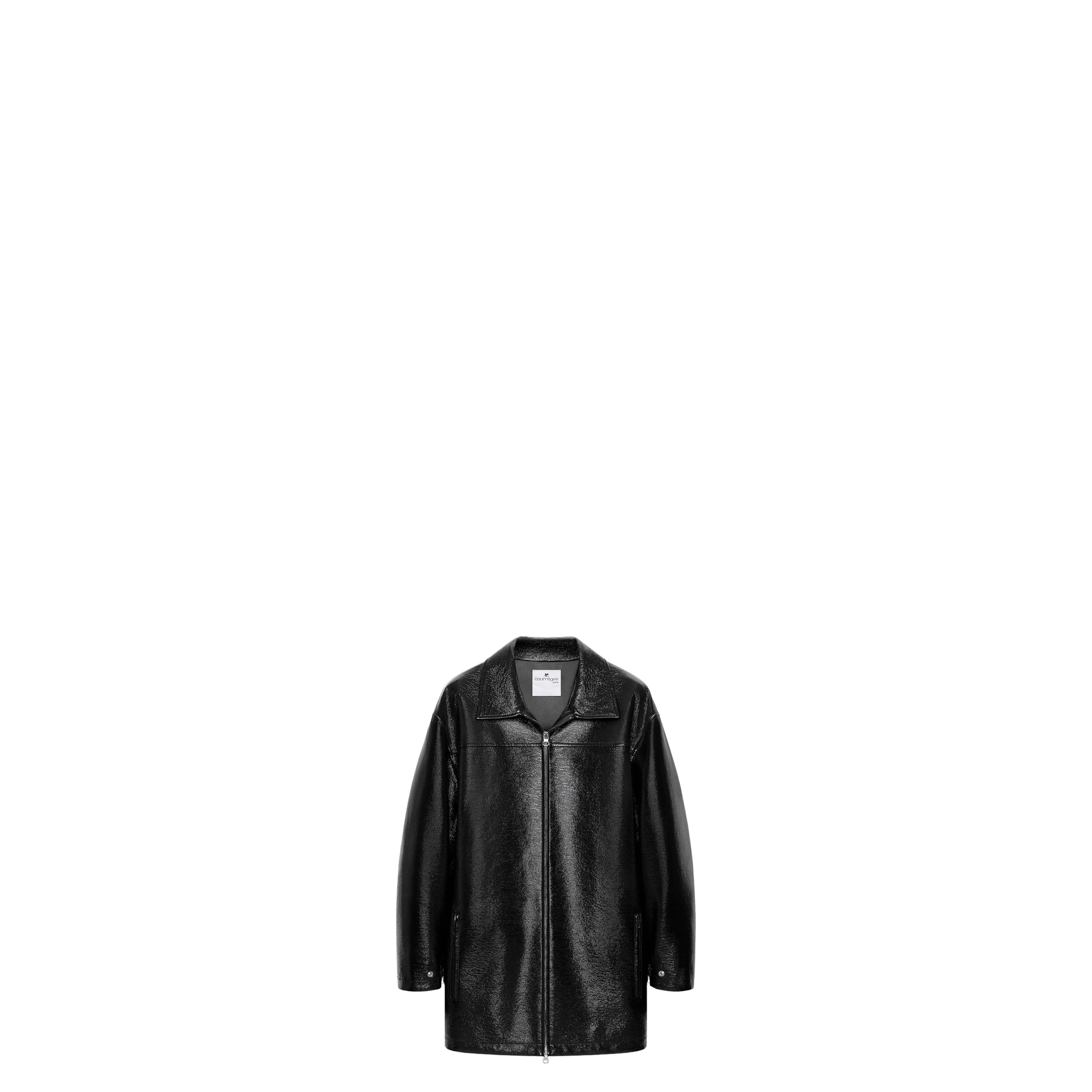Zipped Vinyl Maxi Bomber Jacket