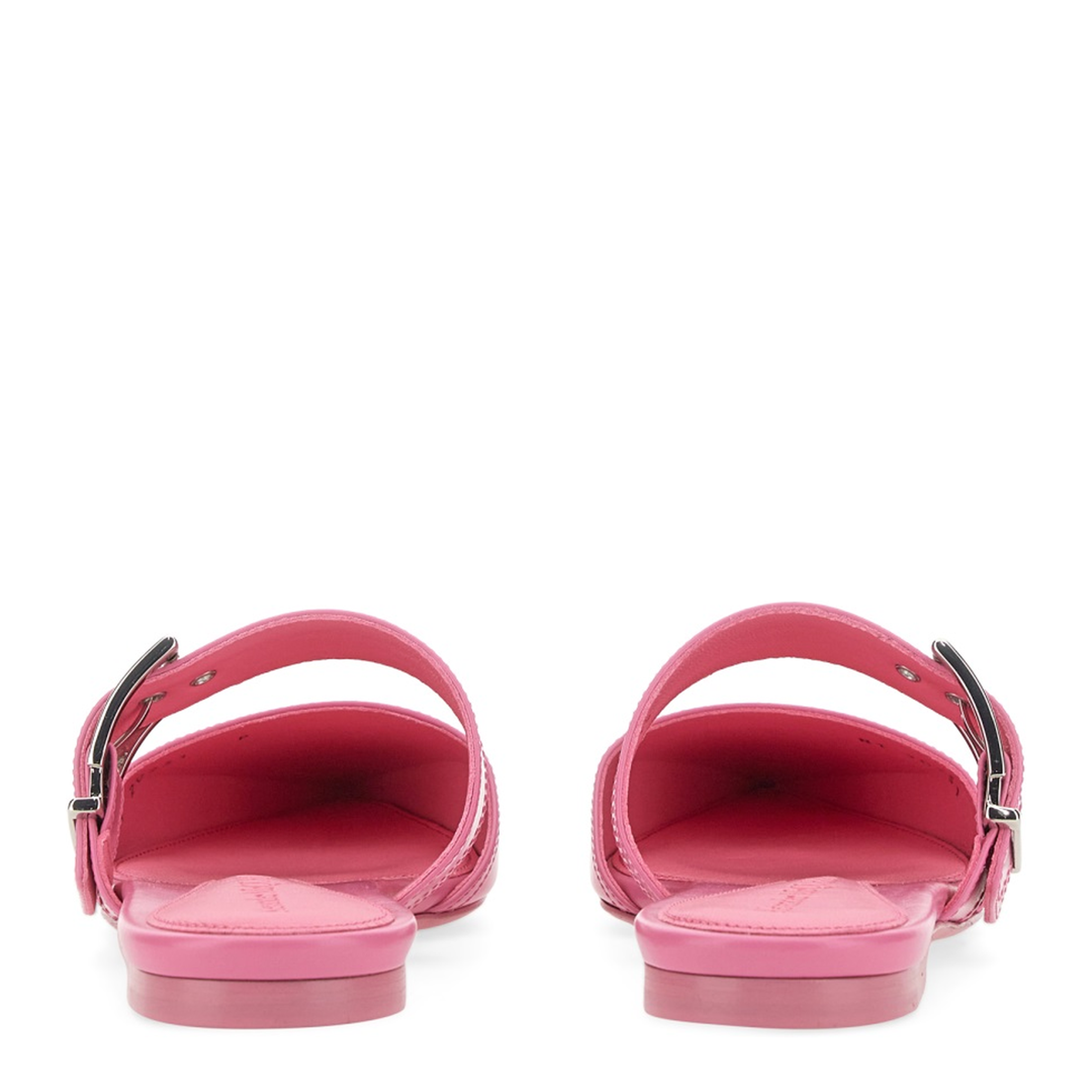 Metal-toe Pointed Flat Leather Mules