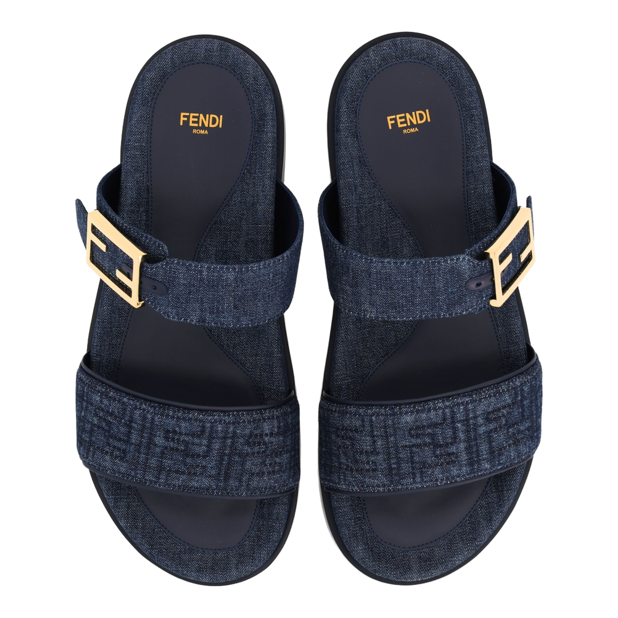 Dark Blue Denim Fabric Slides