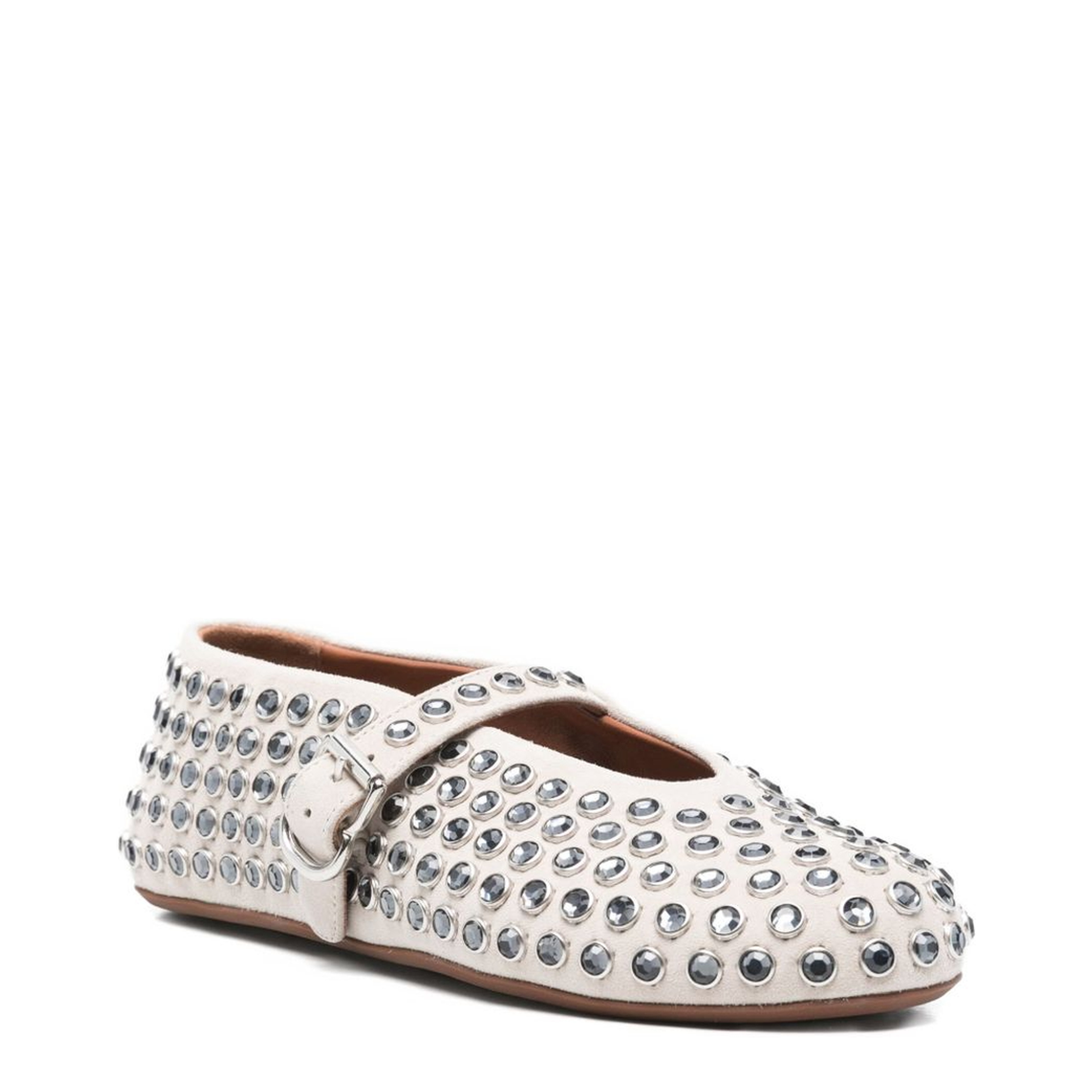 Blanc Strass Suede Ballet Flats