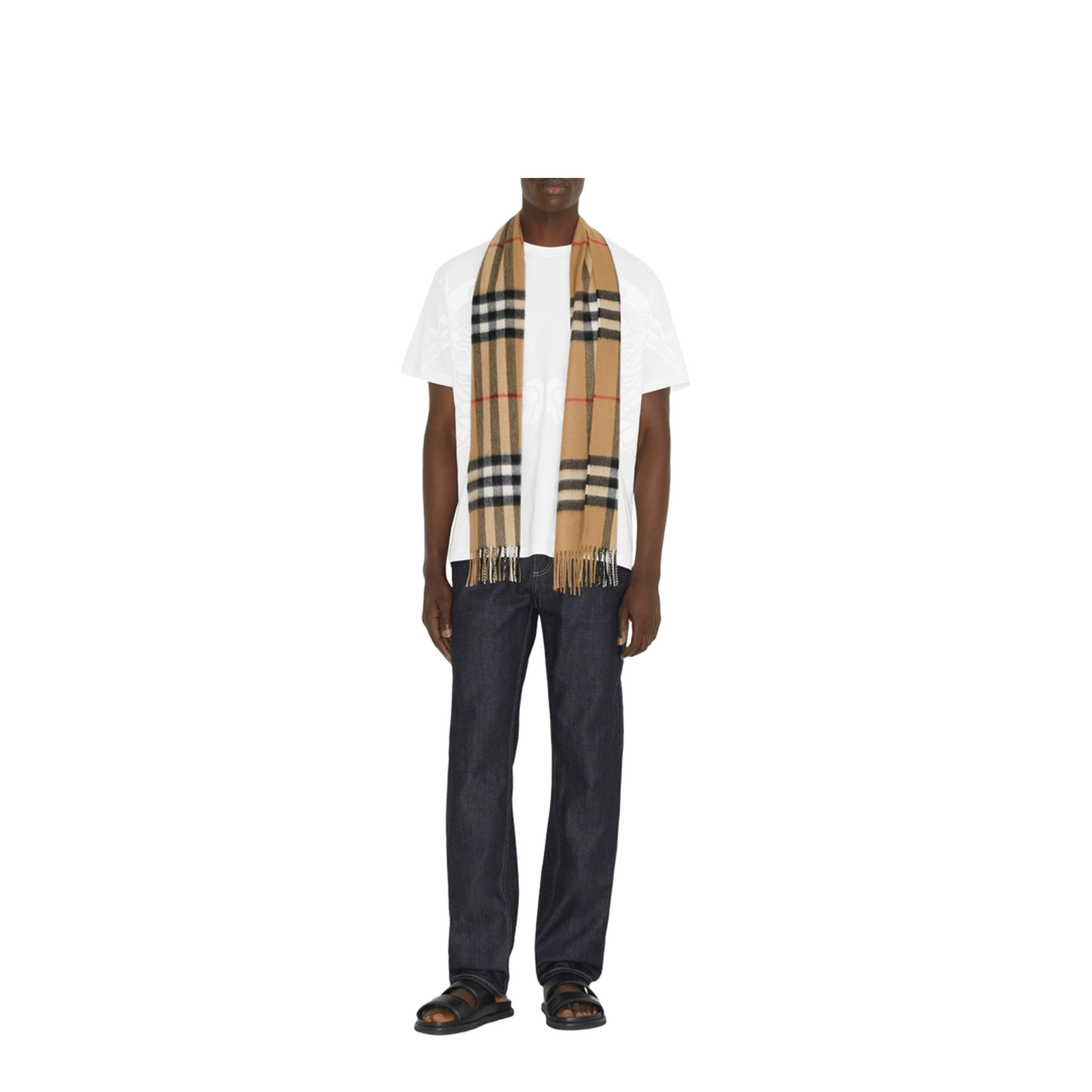 Giant Check Cashmere Scarf - Beige
