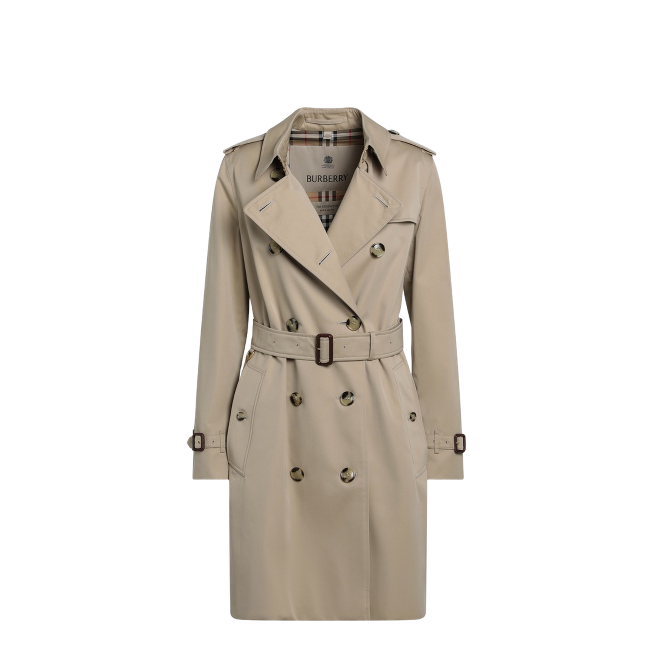 Beige Double-Breasted Kensington Cotton Trench Coat