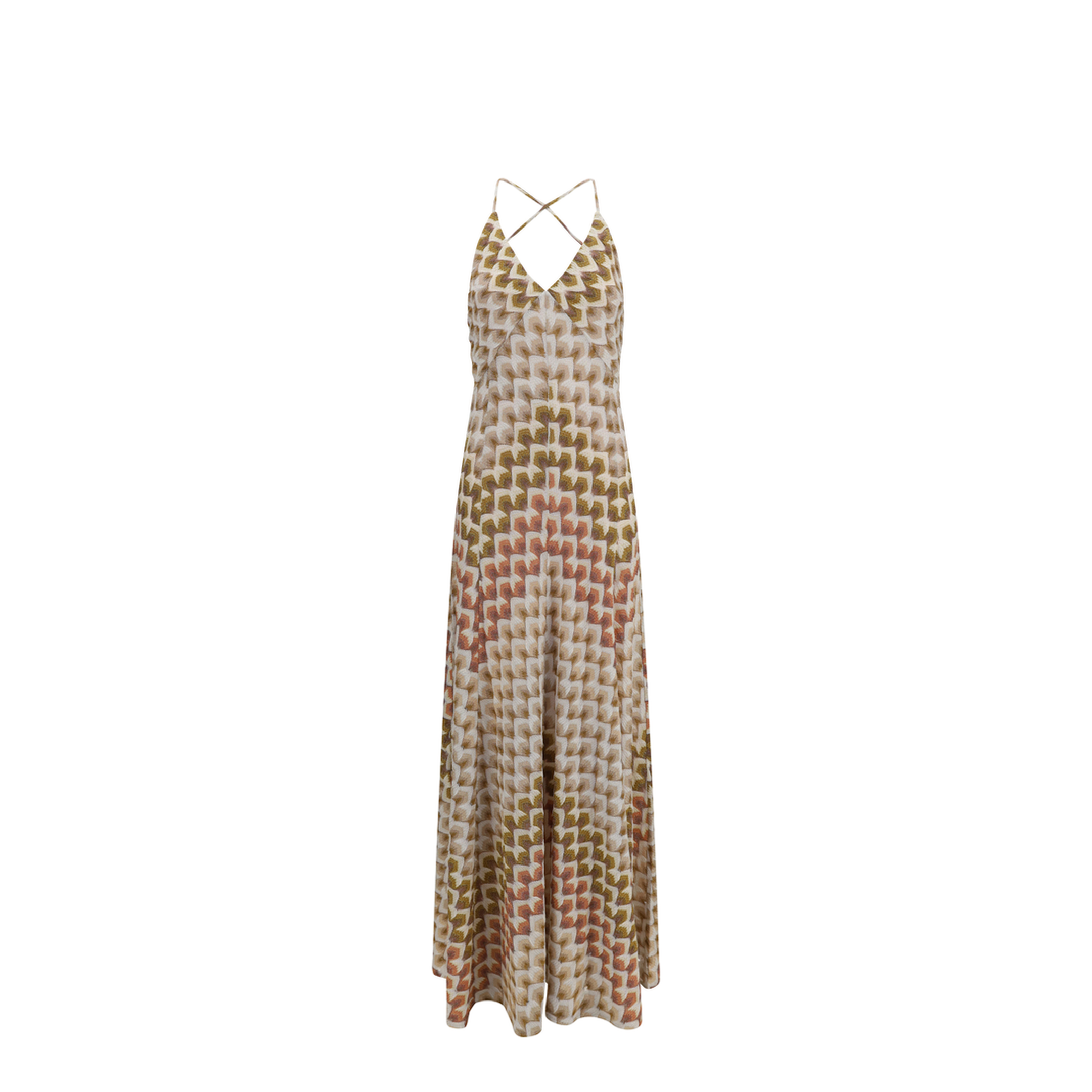 MAYFEYR - Missoni - Long Lamé Viscose Dress With Crossed Straps - DS26WG1VBR015L