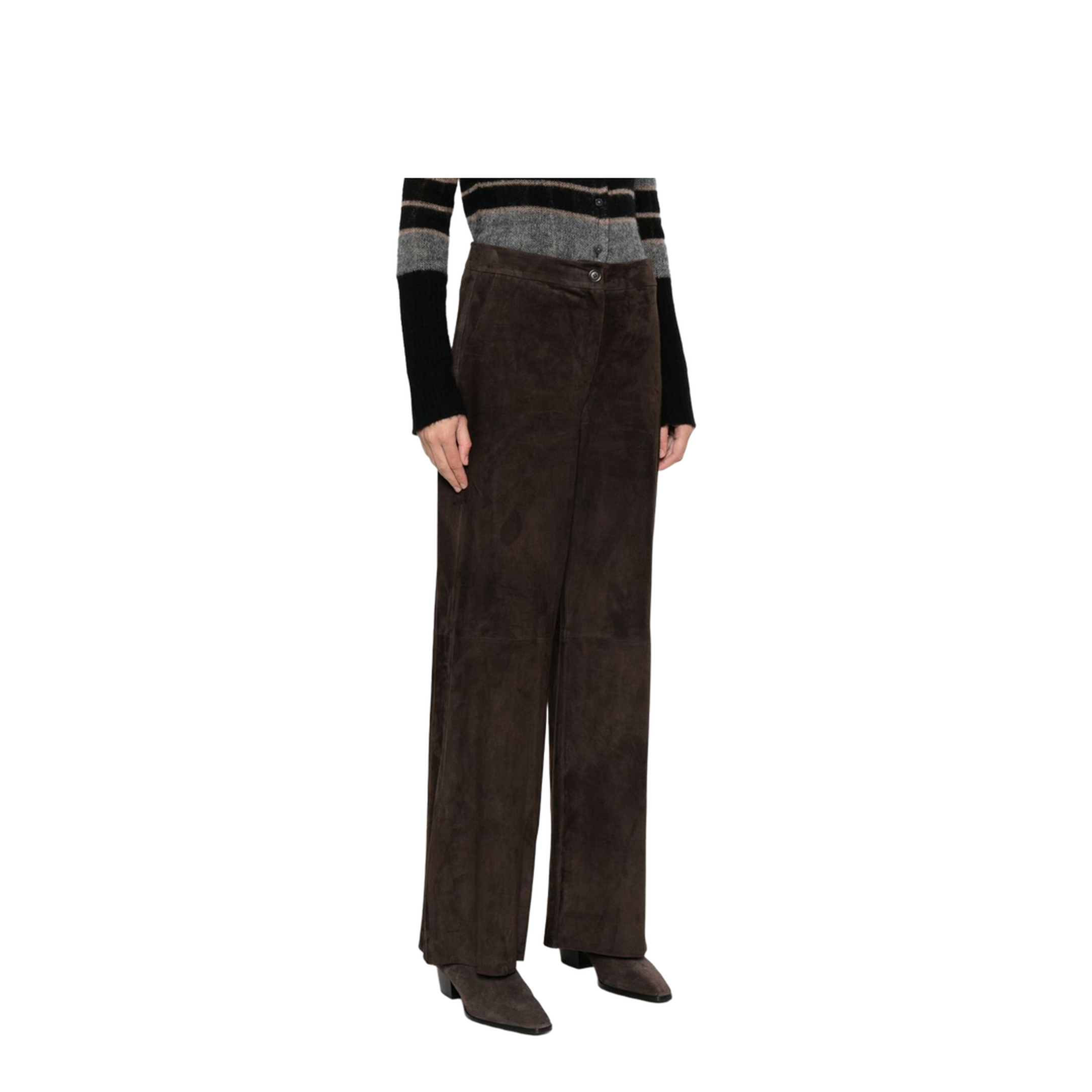 High-Waist Brown Leather Trousers