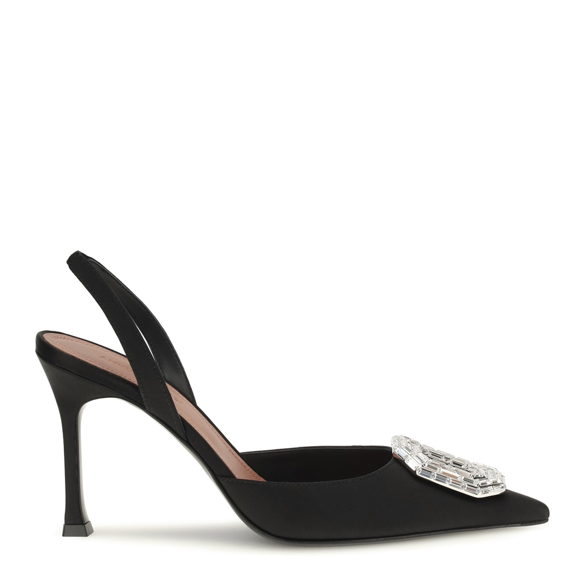 MAYFEYR - Amina Muaddi - Camelia Satin Slingback Pumps - C9S343954CAMBLACKSATIN