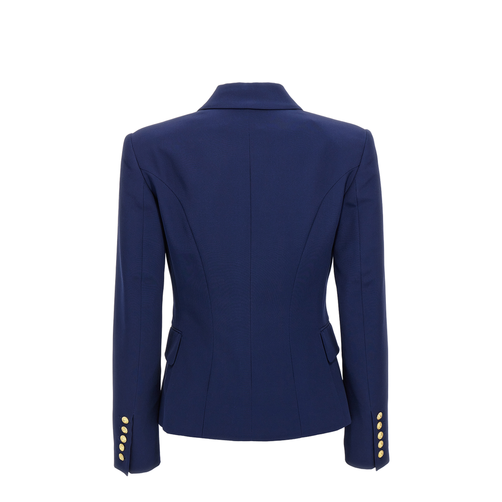 Double-Breasted Jacket in Blue Grain de Poudre Wool