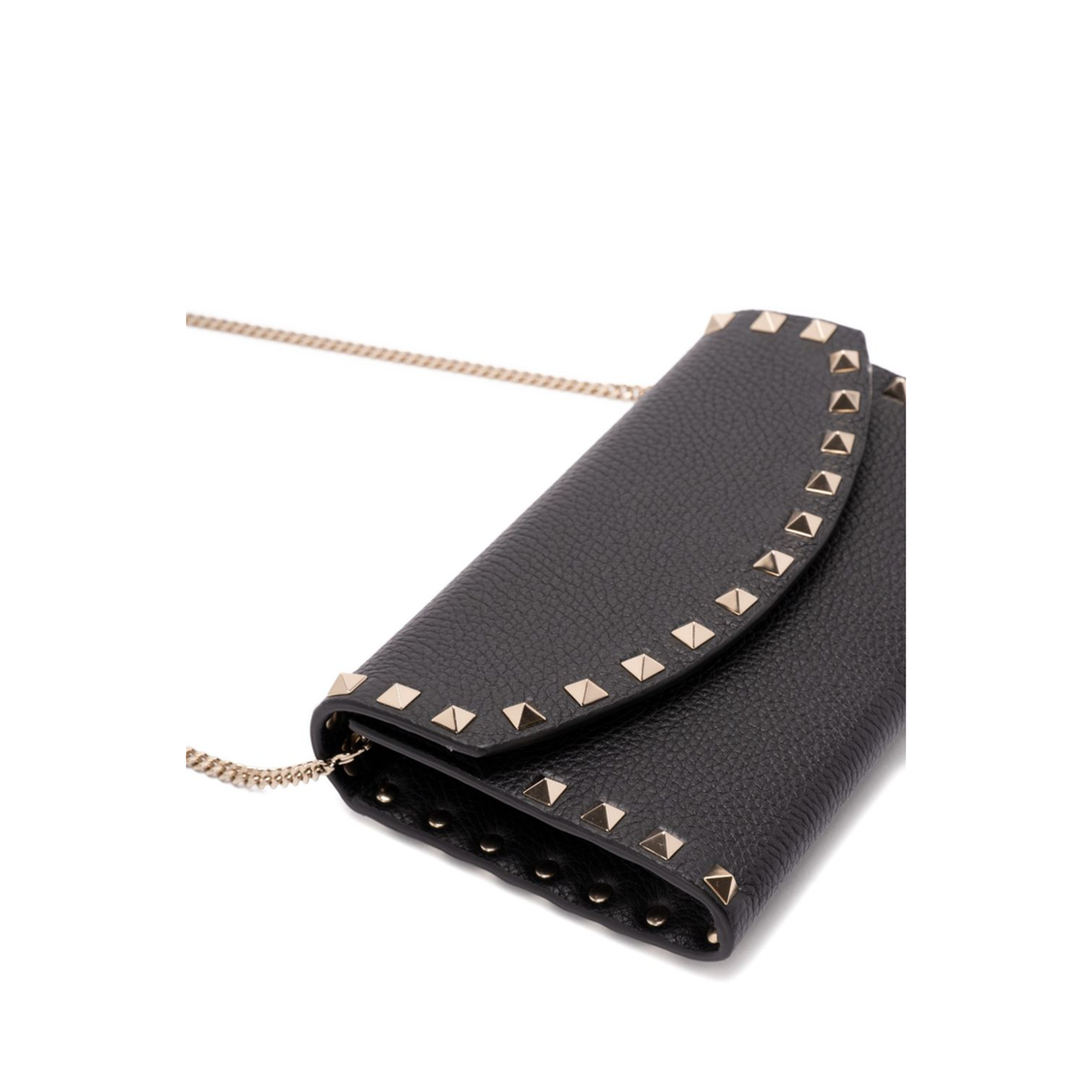 Rockstud Leather Wallet on Chain