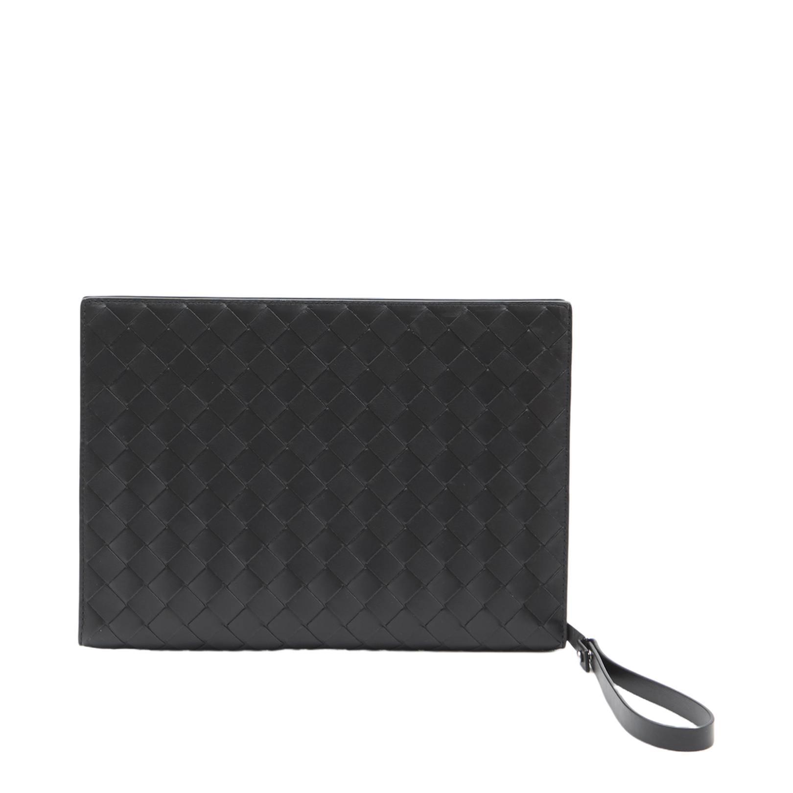 Intrecciato Leather Pouch - Black