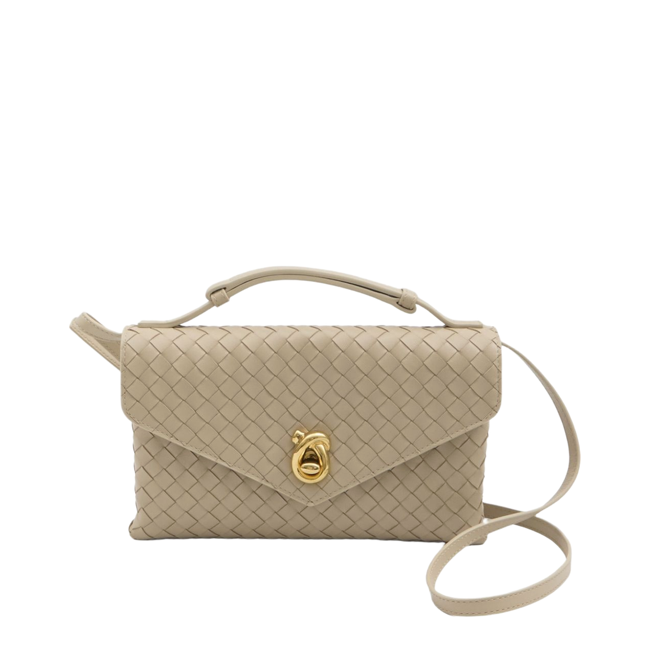 Knot Lock Lambskin Crossbody Bag - Ecru