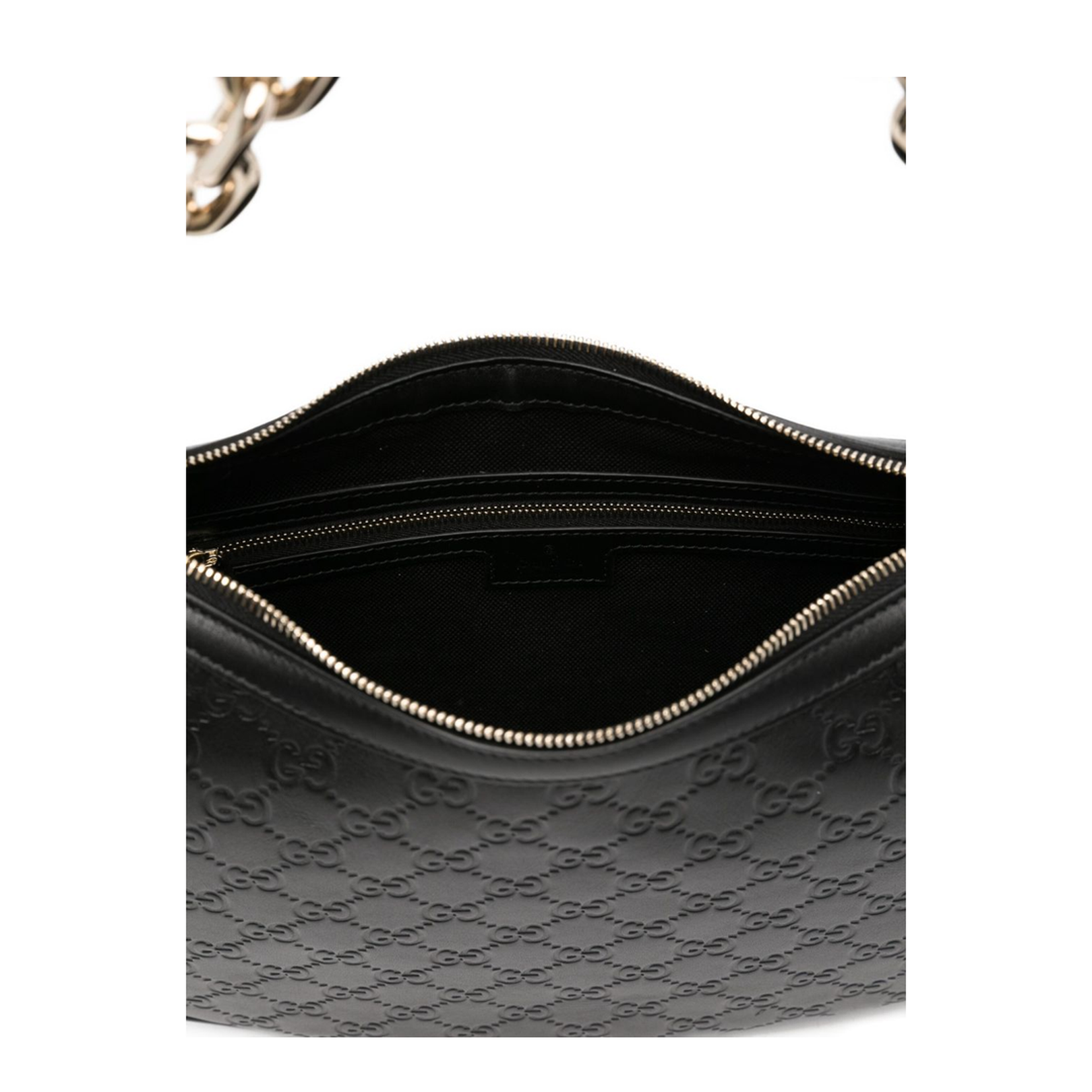 GG Emblem Large Leather Shoulder Bags - Black