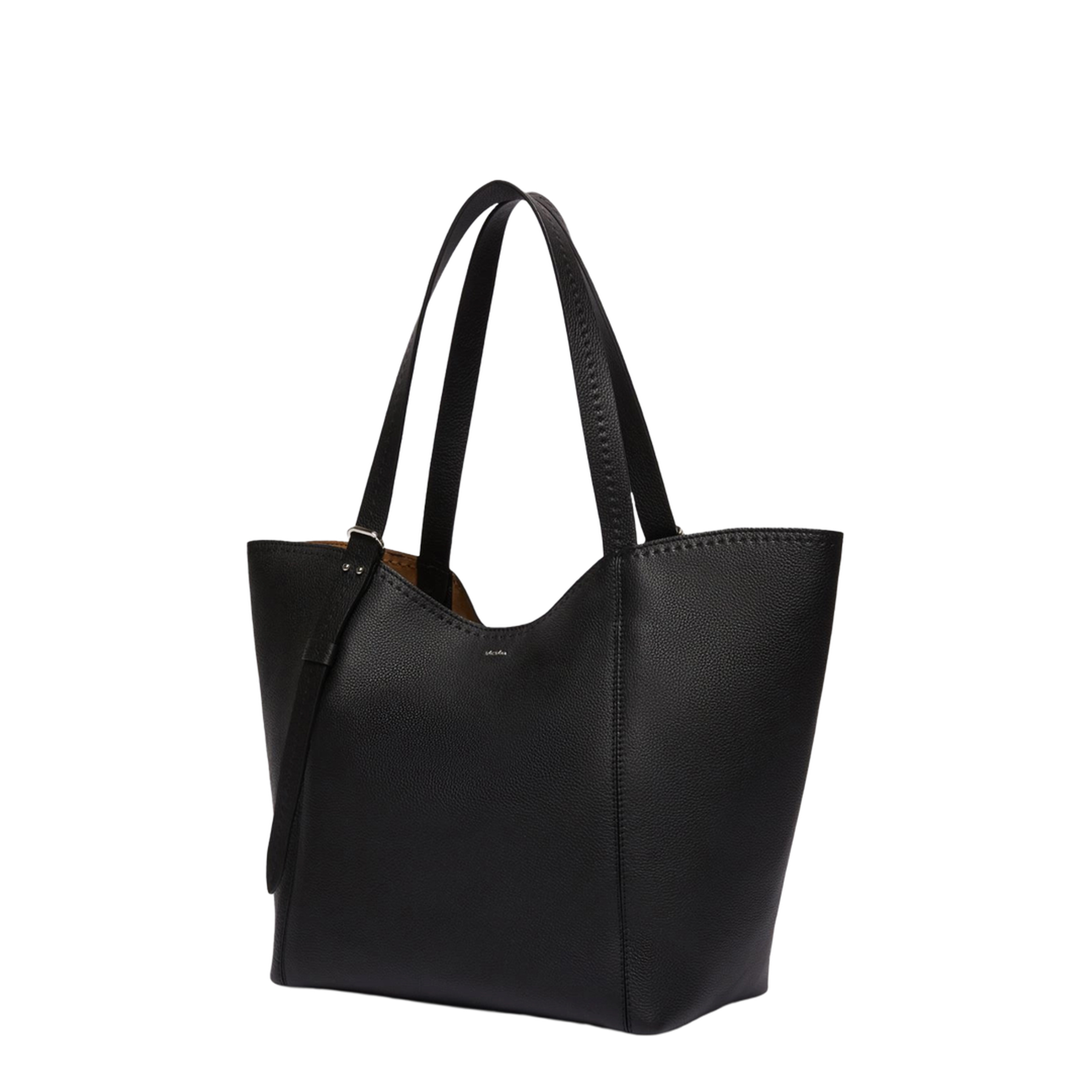 Archetipo Medium Tumbled Calfskin Handbag - Black