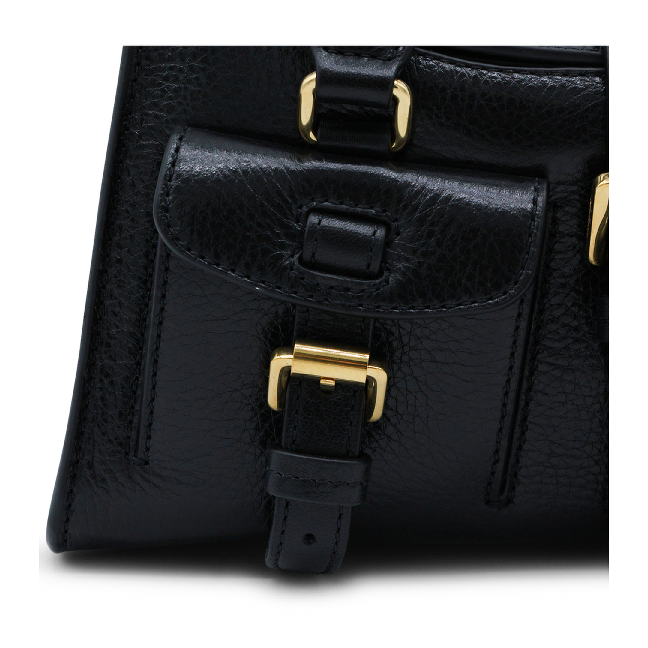 Mini Roxanne High Shine Leather Handbag - Black