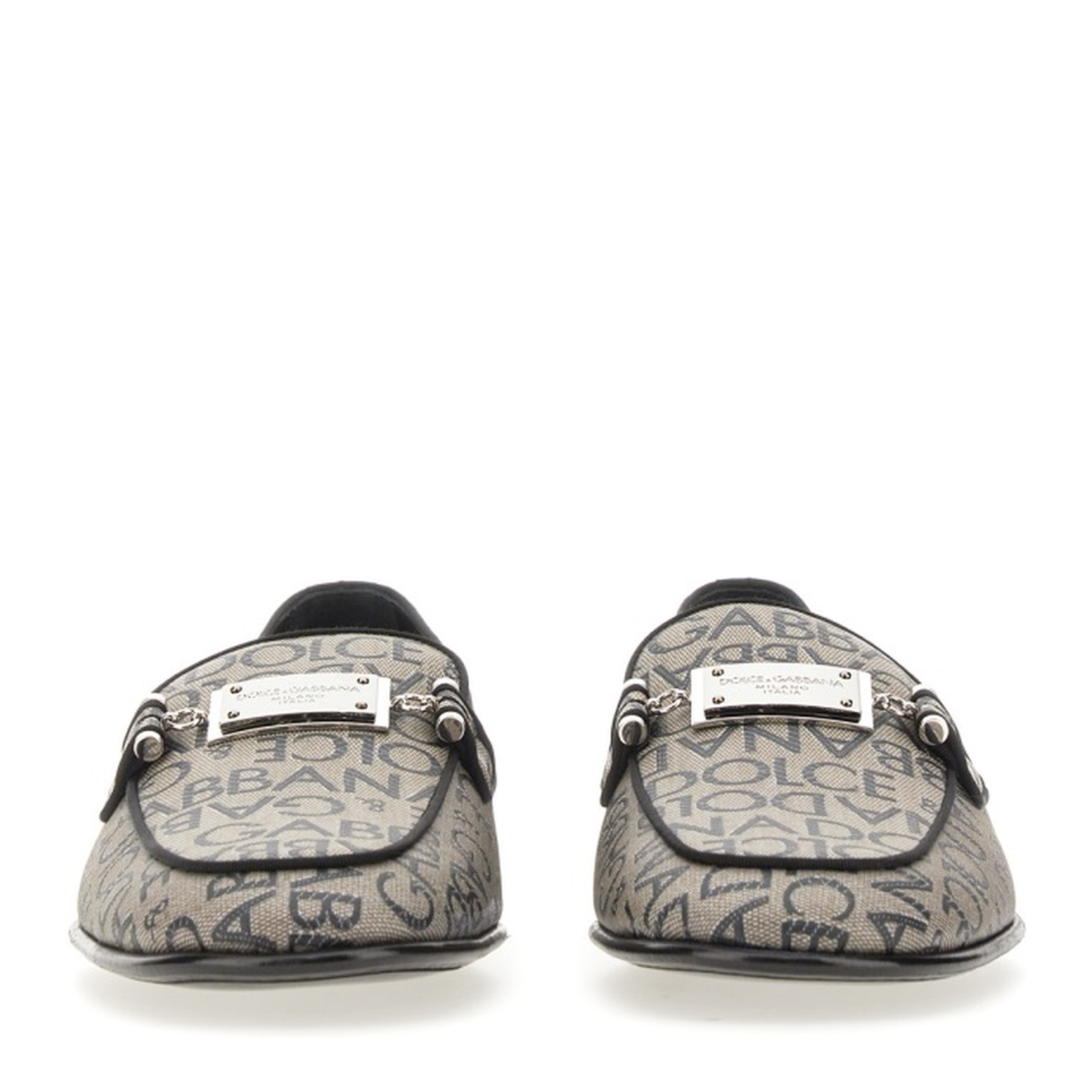 Loafers with all-over lettering logo print