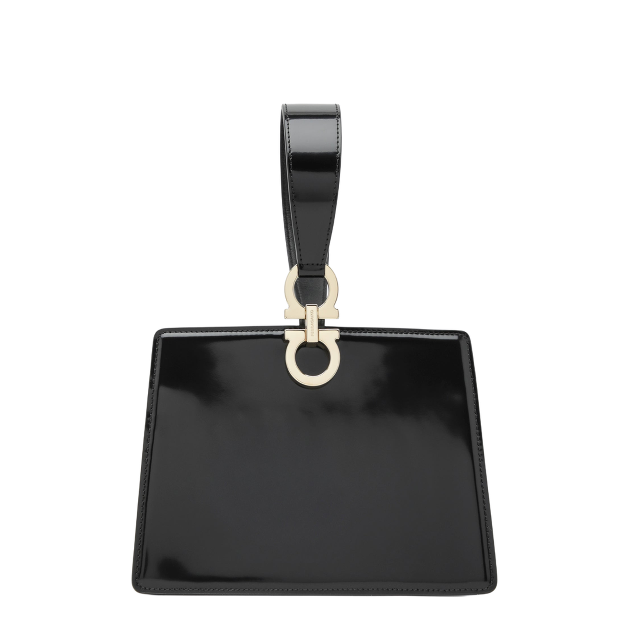 Double Gancini Mini Leather Clutch - Nero