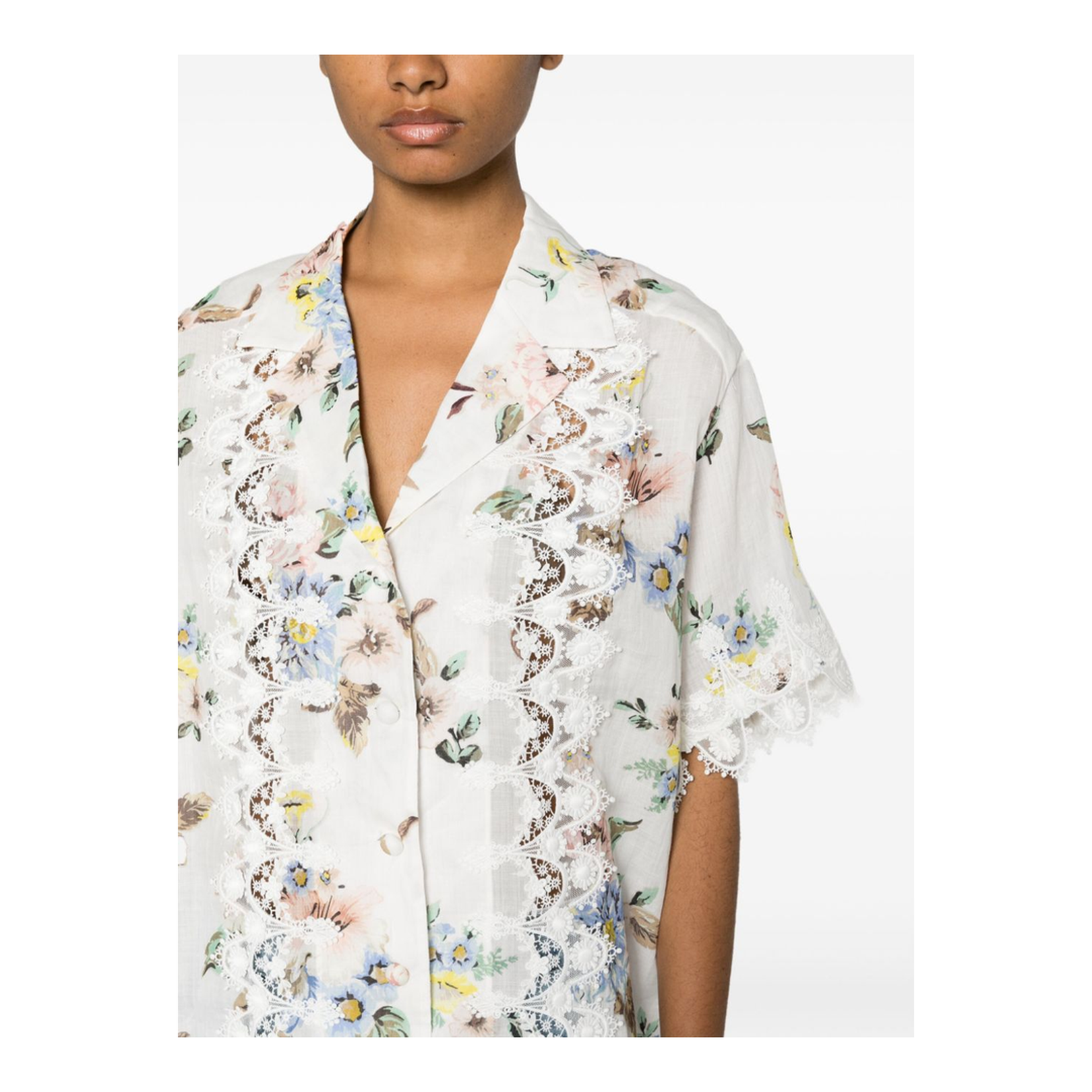 Lace Trimmed Oversized Shirt