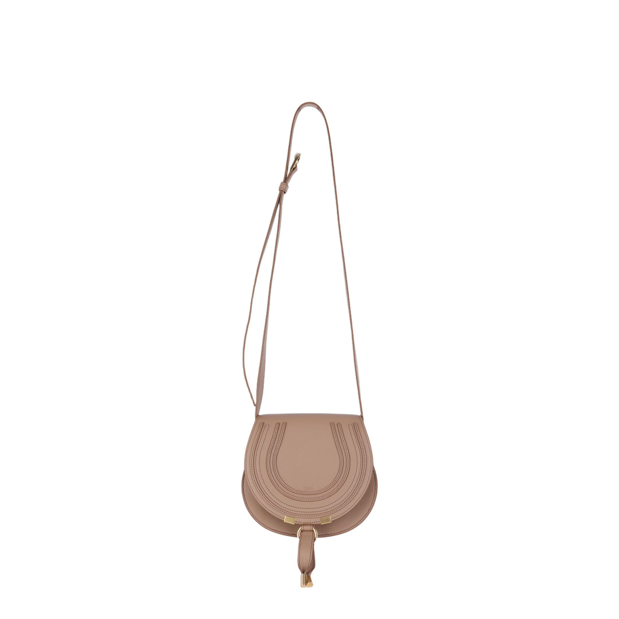 Marcie Small Calfskin Saddle Bag - Light Tan Brown