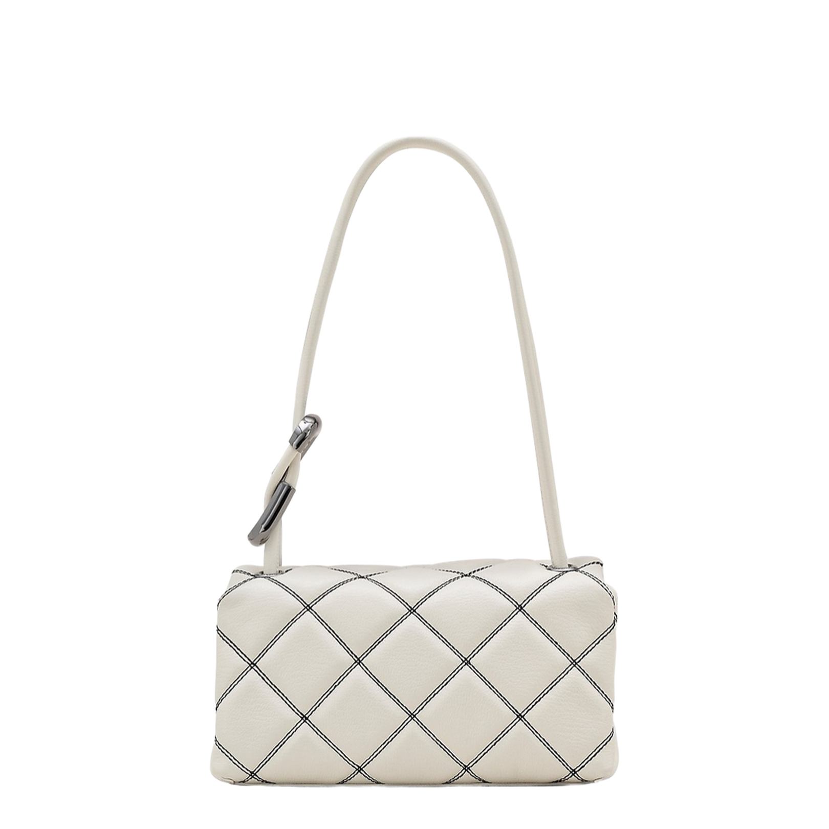 Mini Dual White Quilted Shoulder Bag