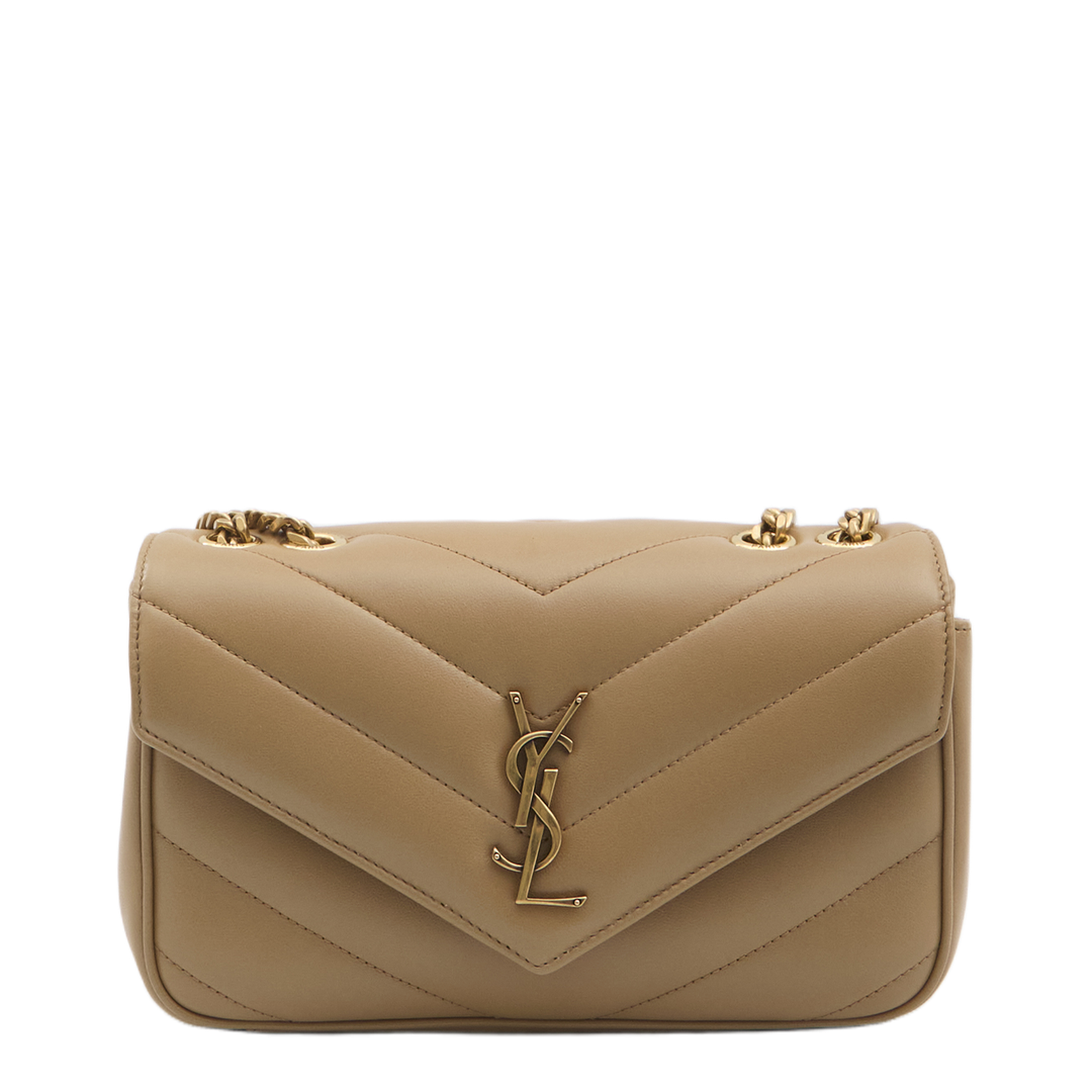 Loulou Small Matelassé Lambskin Crossbody Bag - Natural Tan
