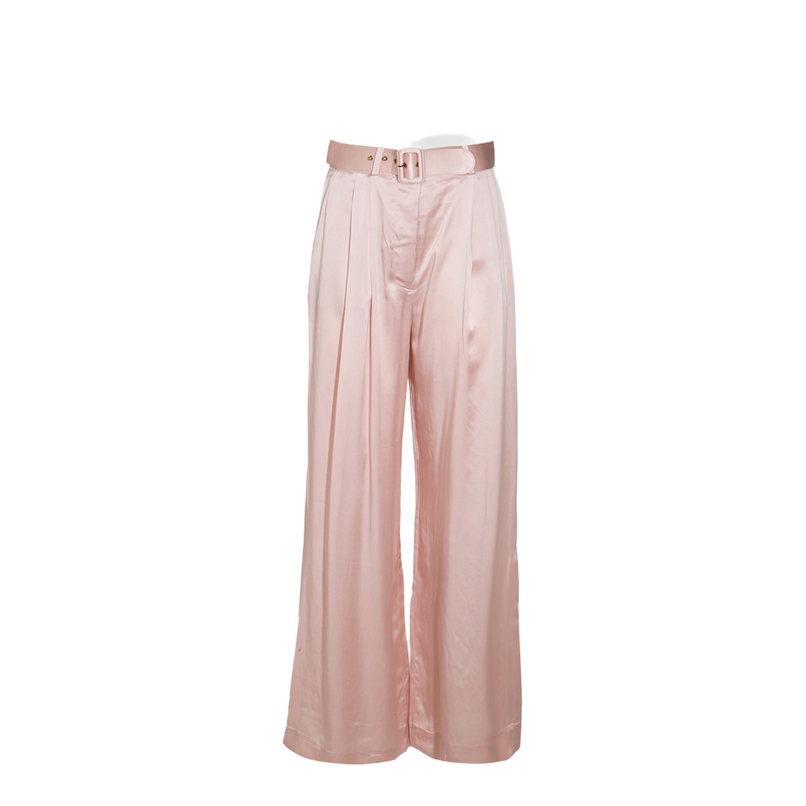 Pink Pastel Silk Wide-Leg Tuck Pant