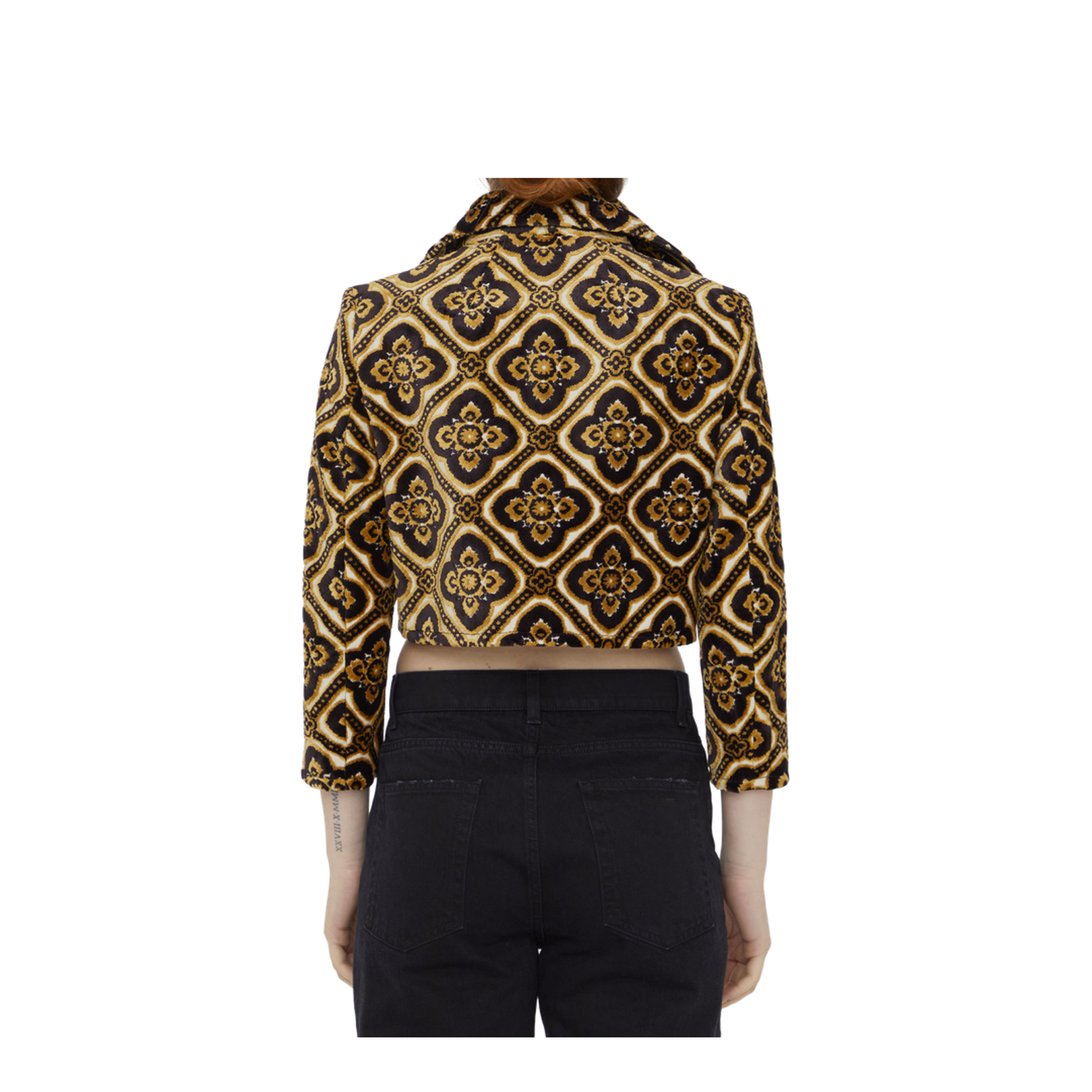Cropped Jacket Jacquard Velvet